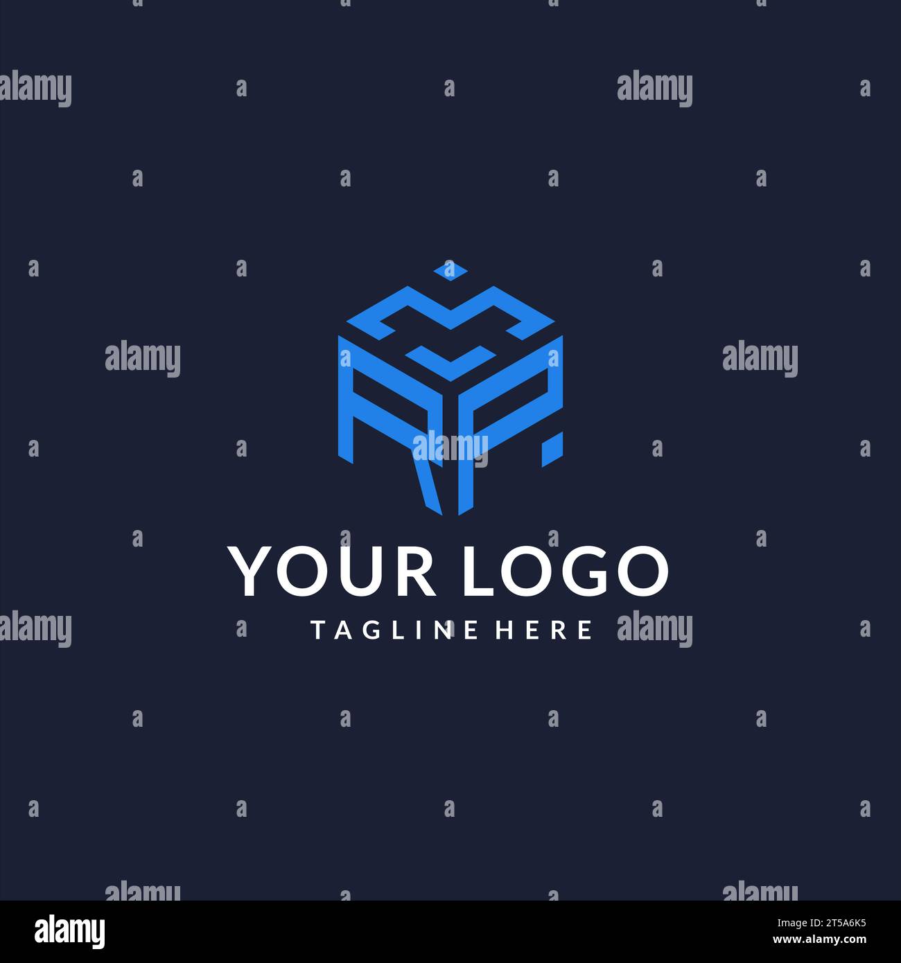 RP logo hexagon designs, best monogram initial logo with hexagonal ...