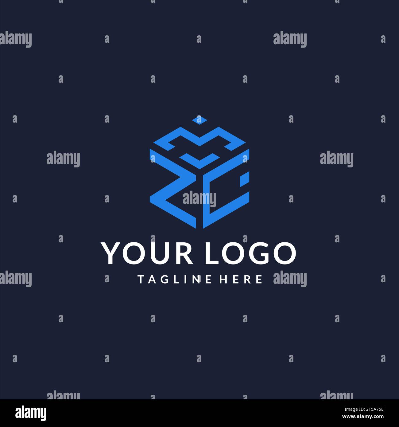 ZC logo hexagon designs, best monogram initial logo with hexagonal shape design ideas inspiration Stock Vector