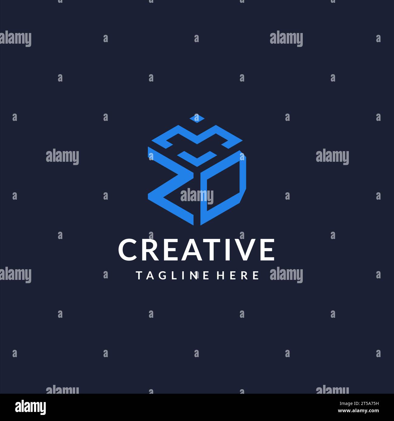 ZD logo hexagon designs, best monogram initial logo with hexagonal ...