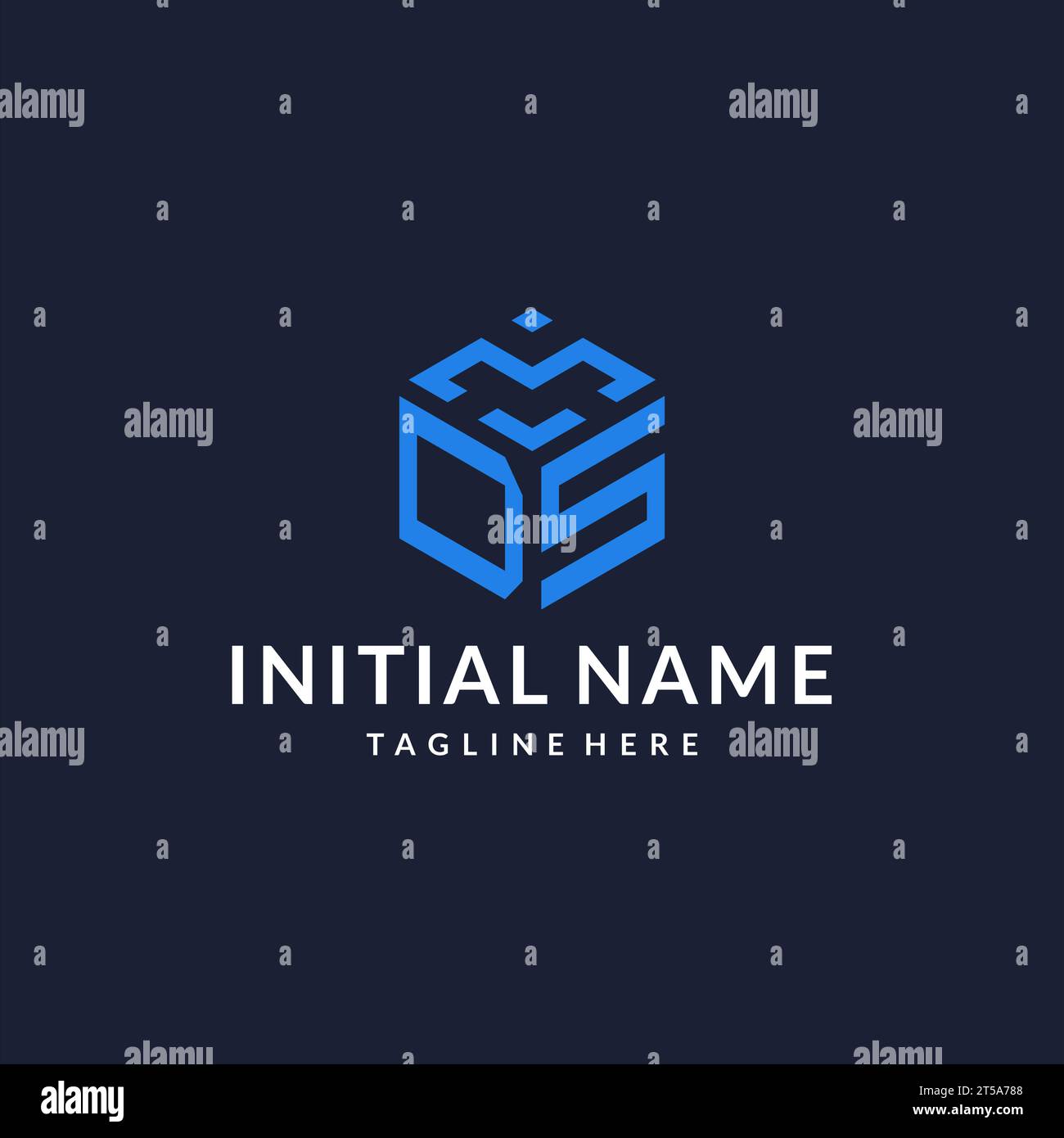 DS logo hexagon designs, best monogram initial logo with hexagonal shape design ideas inspiration Stock Vector