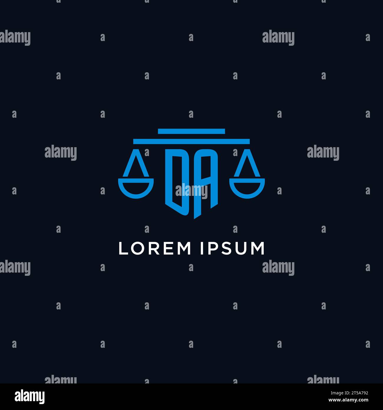 DA monogram initial logo with scales of justice icon design inspiration ...