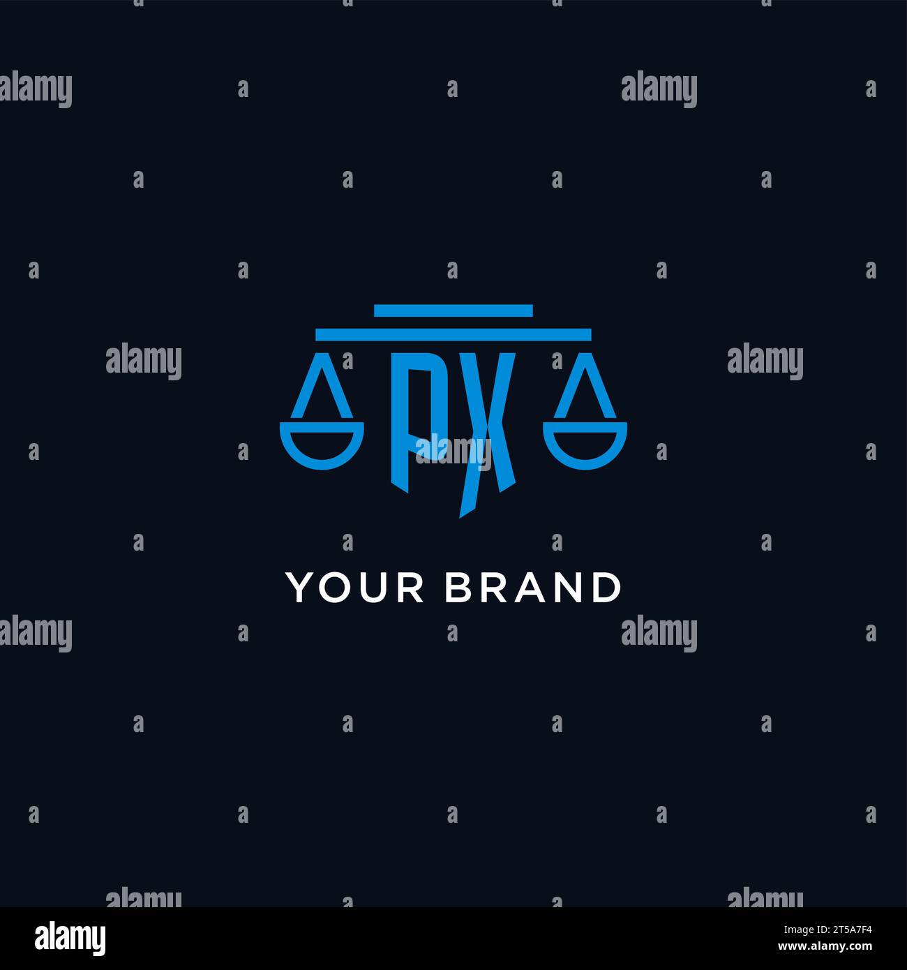 PX monogram initial logo with scales of justice icon design inspiration ...