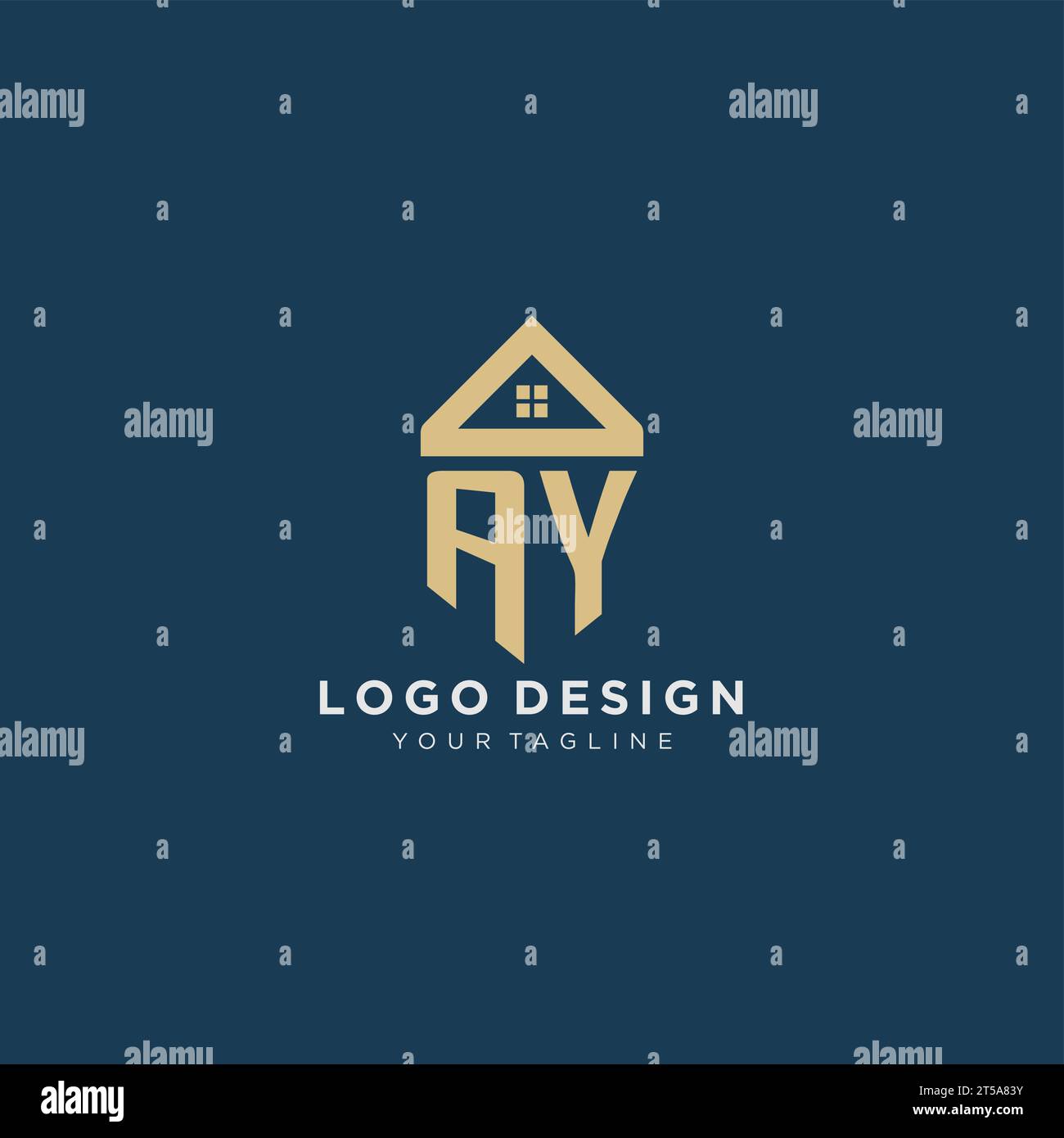 initial letter AY with simple house roof creative logo design for real