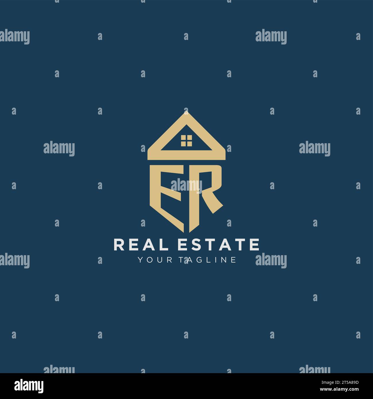 initial letter ER with simple house roof creative logo design for real