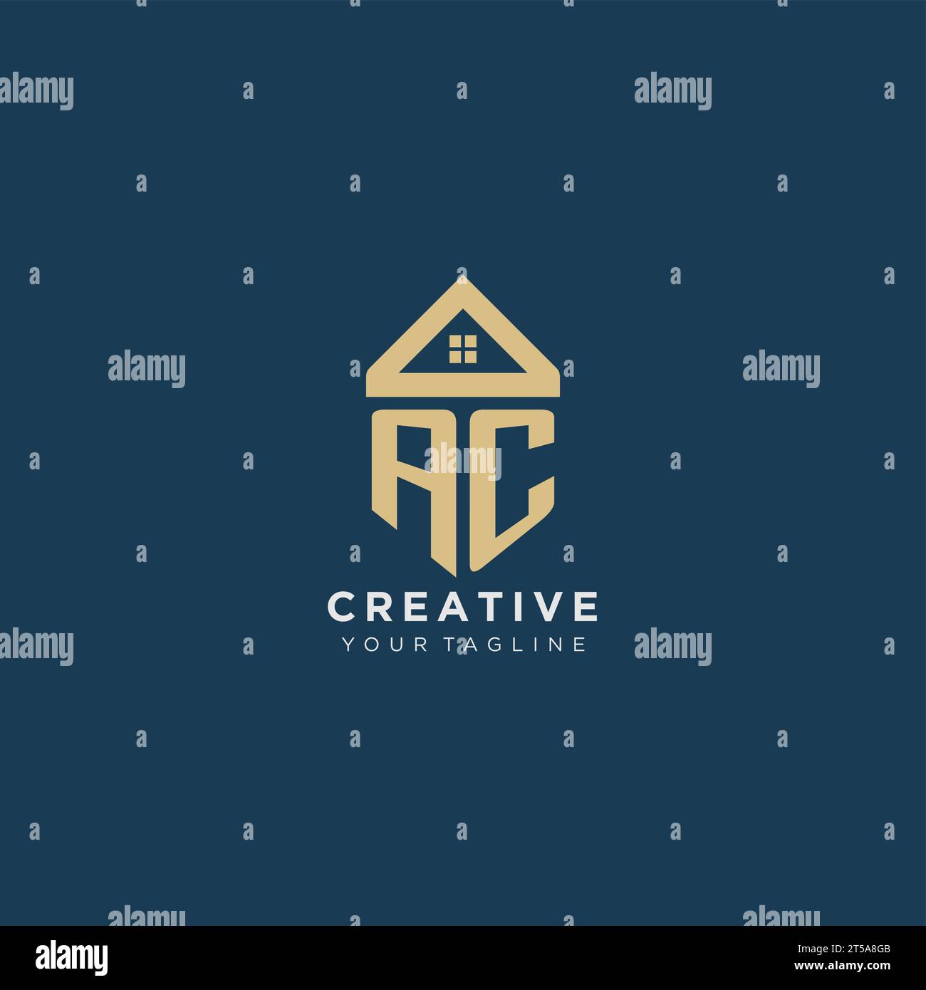 initial letter AC with simple house roof creative logo design for real estate company vector graphic Stock Vector