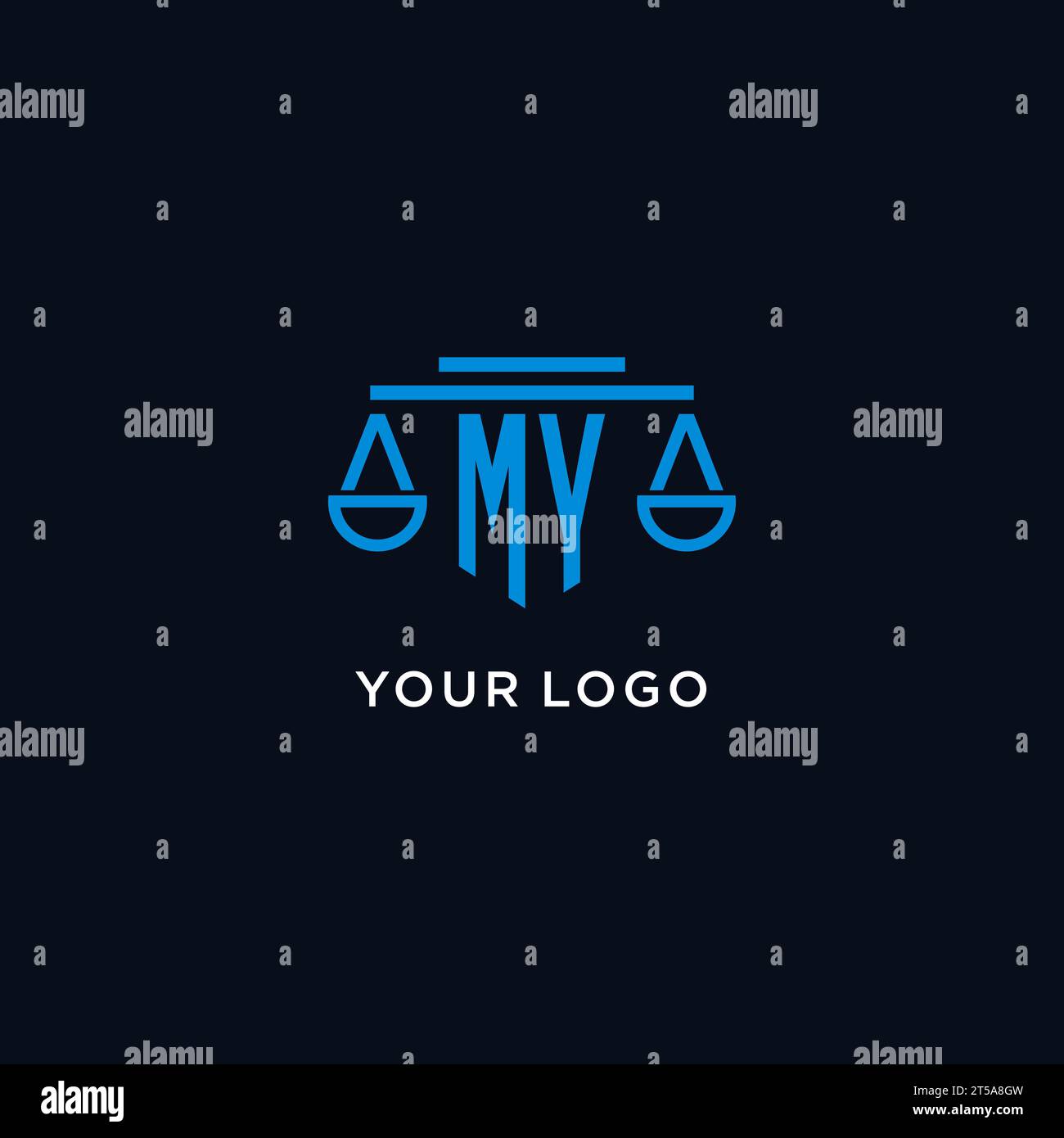 MY monogram initial logo with scales of justice icon design inspiration ...