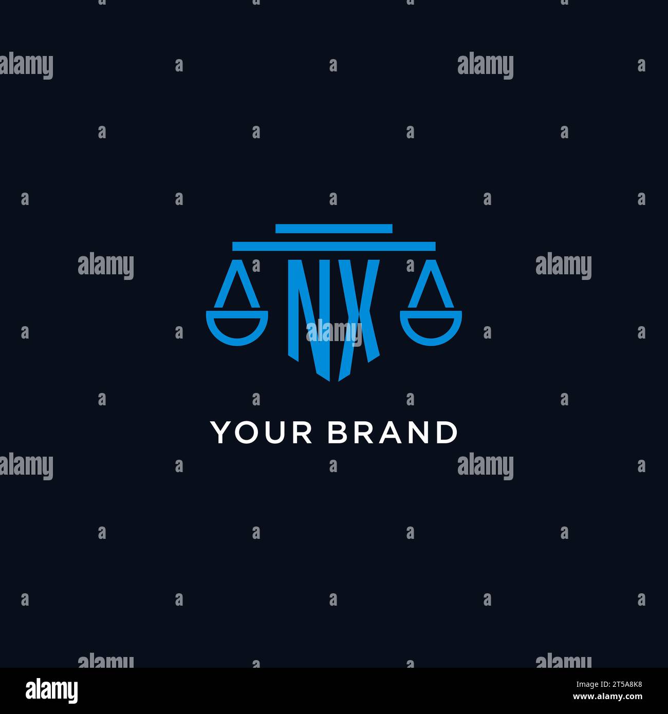 NX monogram initial logo with scales of justice icon design inspiration ...