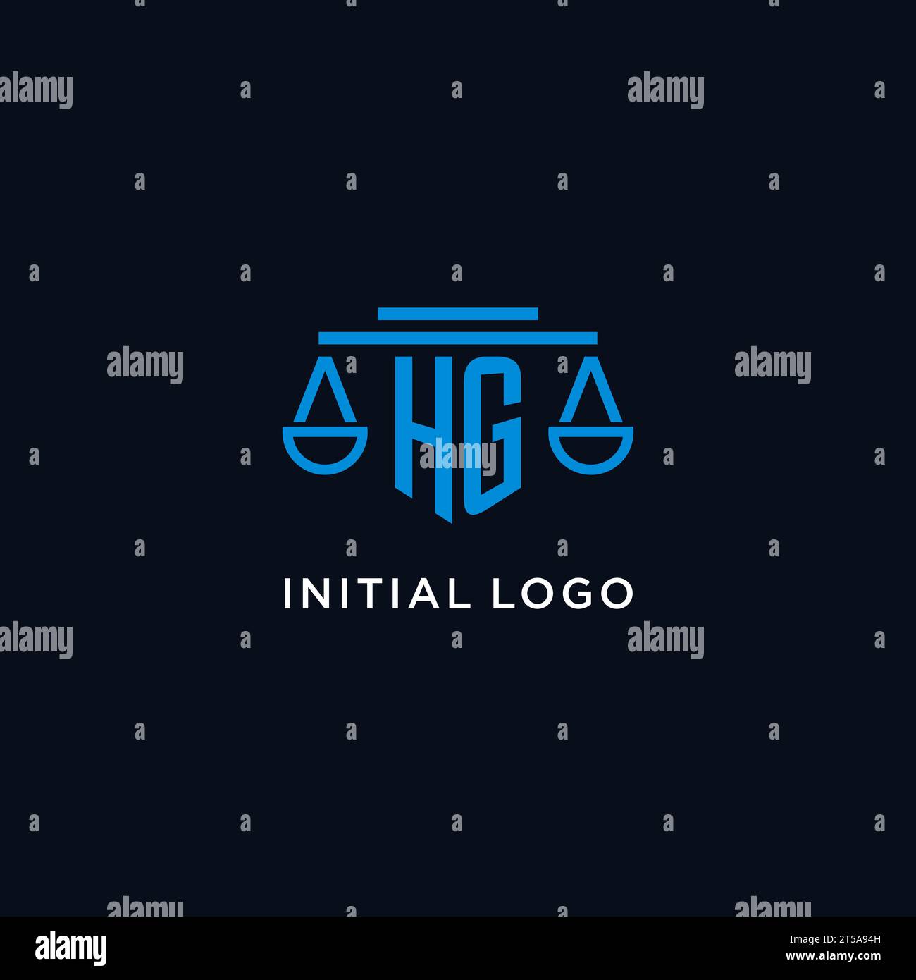 HG monogram initial logo with scales of justice icon design inspiration ...