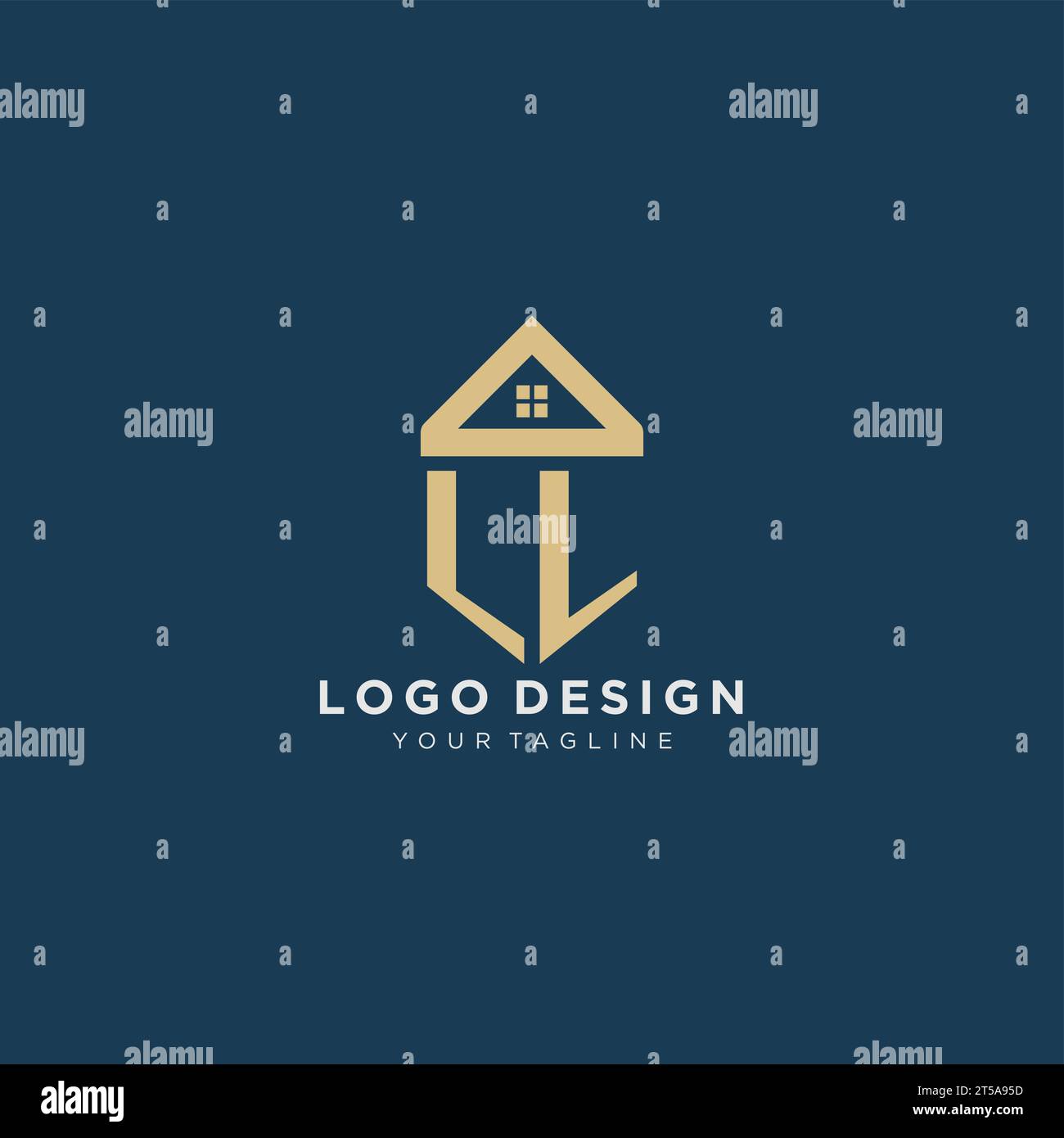 initial letter LL with simple house roof creative logo design for real ...