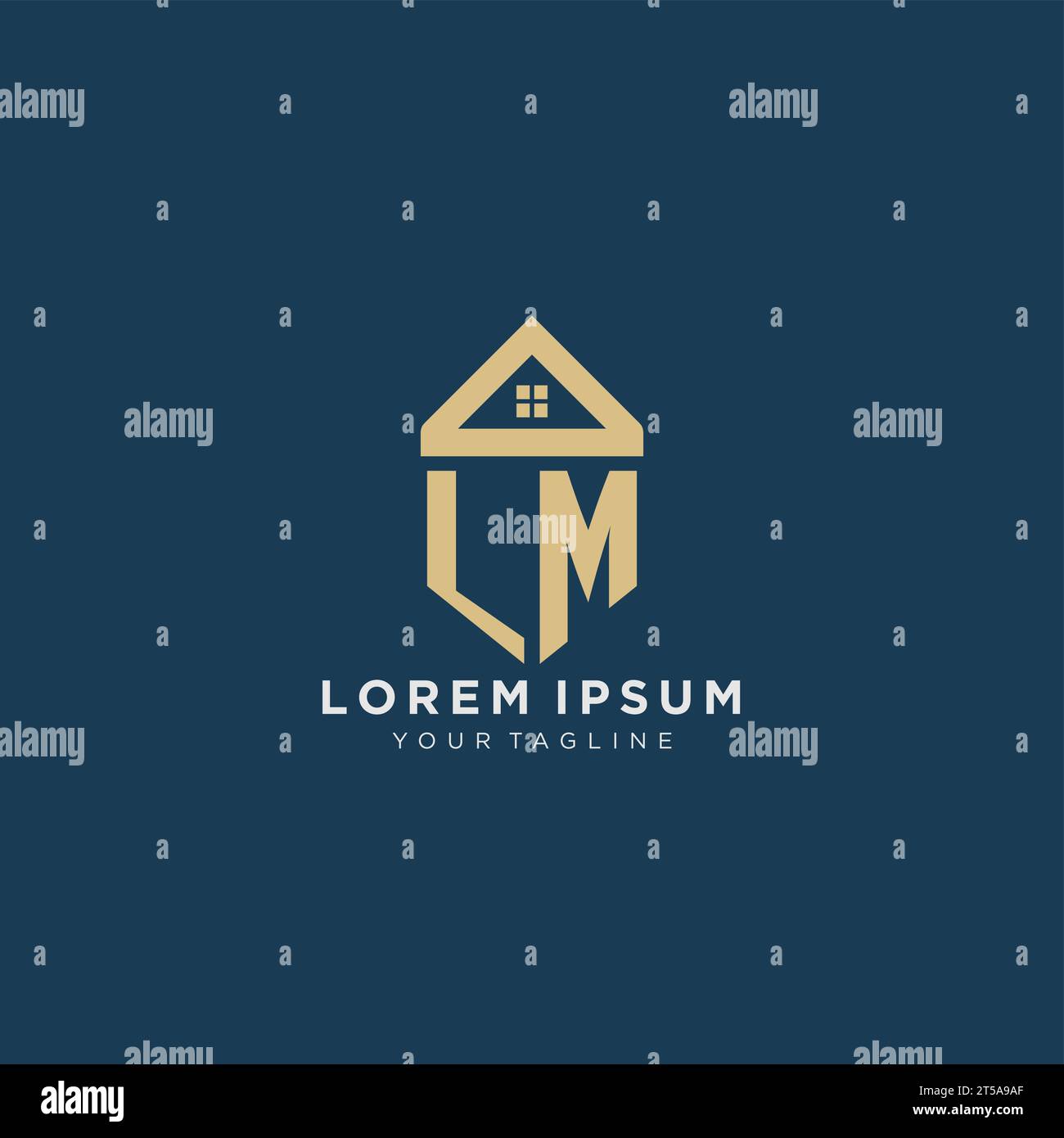initial letter LM with simple house roof creative logo design for real estate company vector graphic Stock Vector