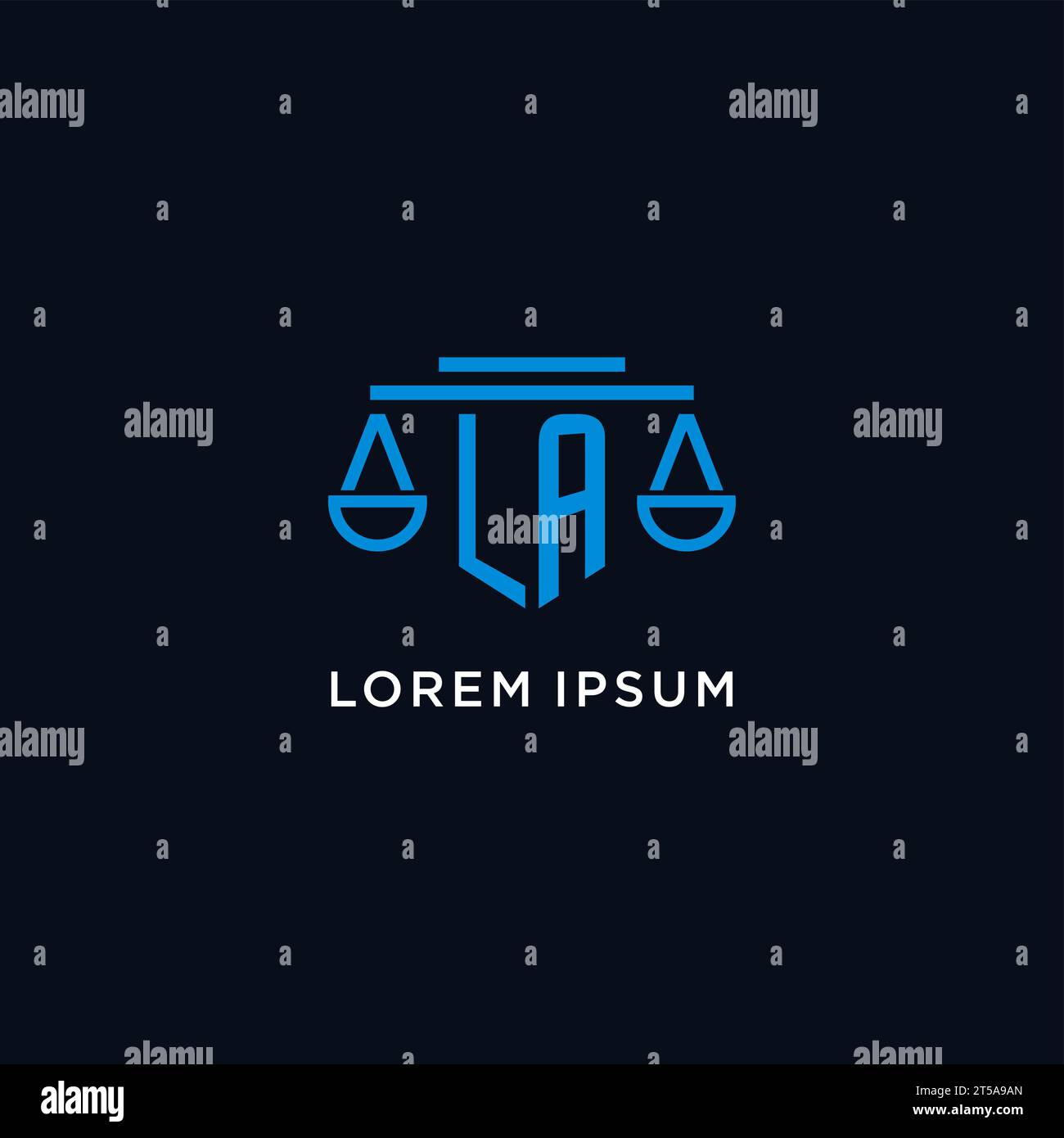 LA monogram initial logo with scales of justice icon design inspiration ...