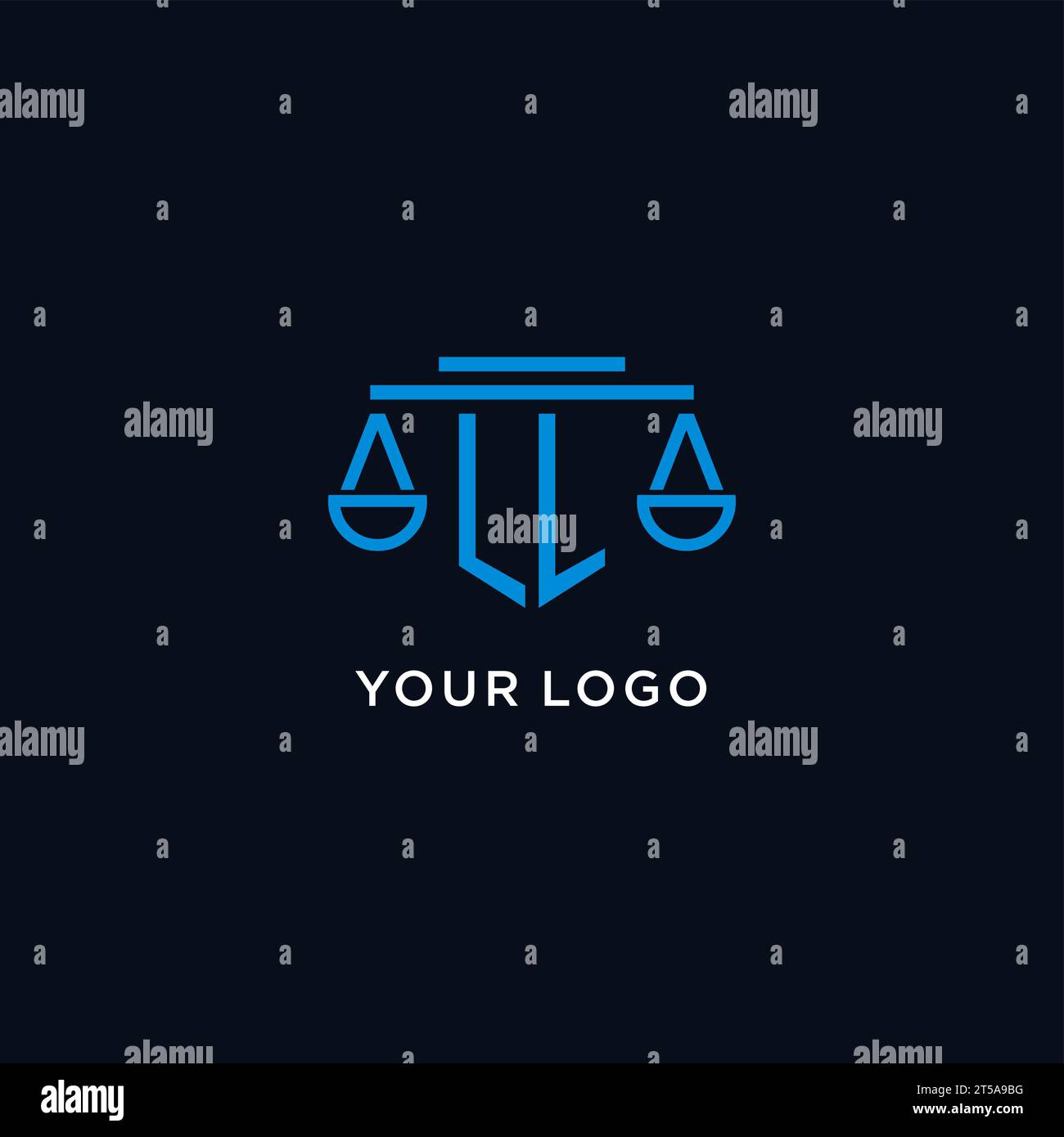 LL monogram initial logo with scales of justice icon design inspiration ...