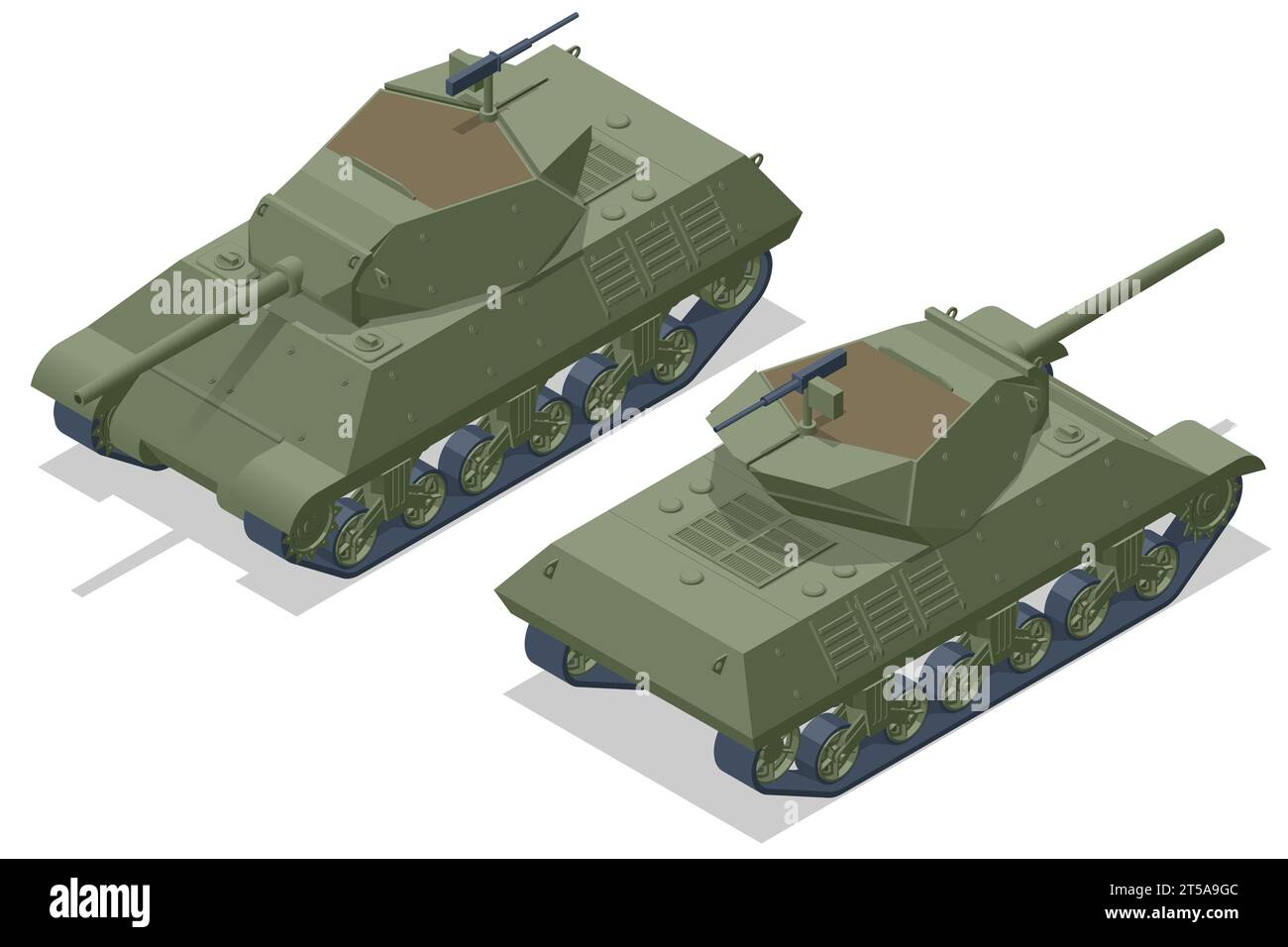 Isometric USA Tank, tank destroyer M10 Wolverine. Selfpropelled