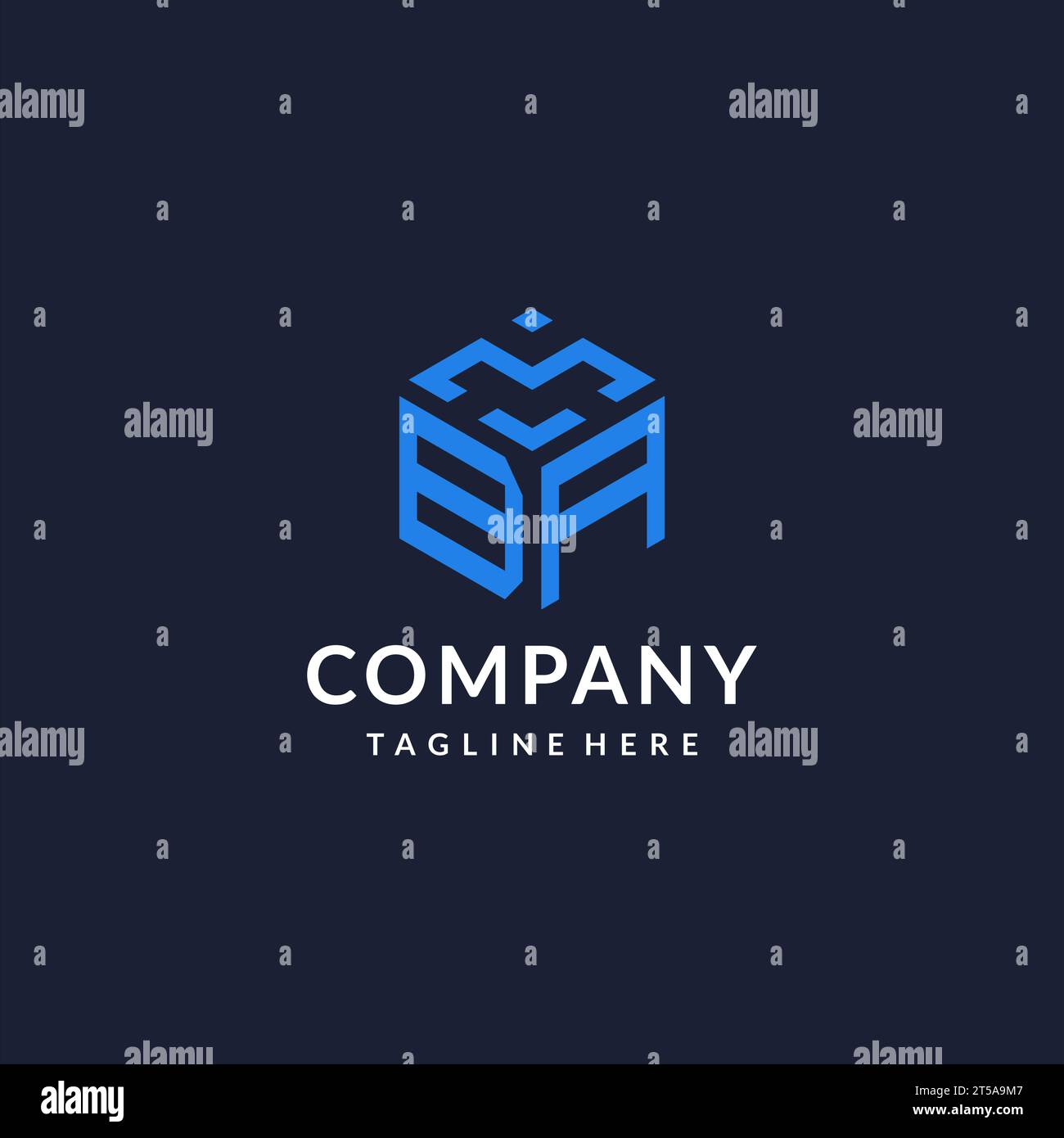 BA logo hexagon designs, best monogram initial logo with hexagonal shape design ideas inspiration Stock Vector