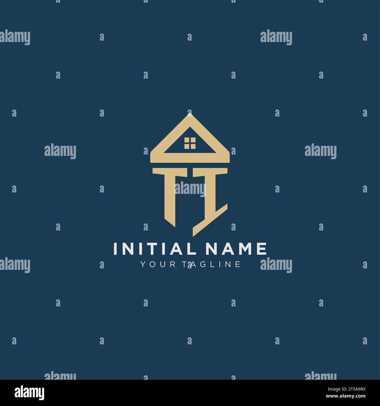 initial letter TI with simple house roof creative logo design for real