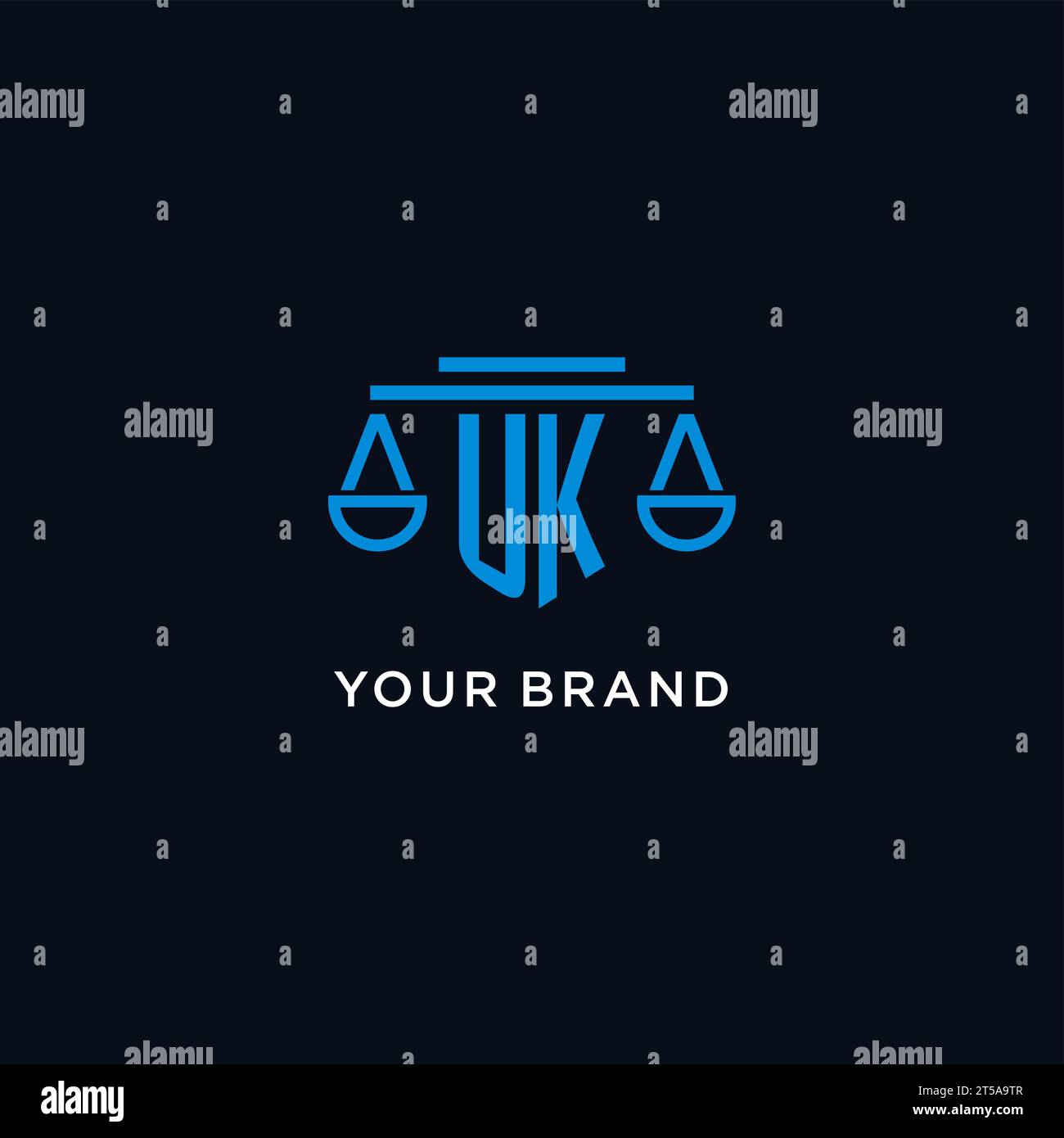 UK monogram initial logo with scales of justice icon design inspiration ...