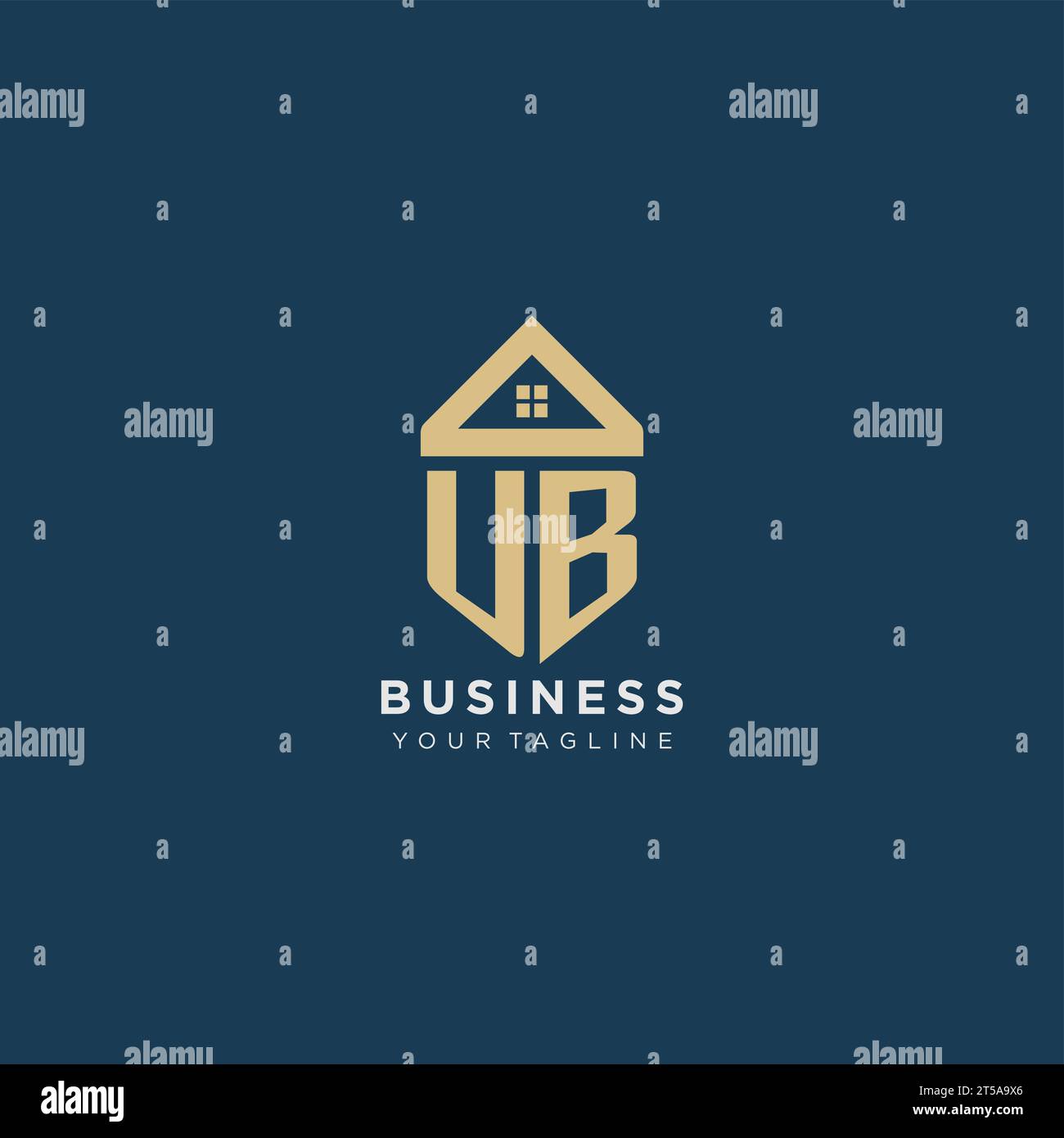initial letter UB with simple house roof creative logo design for real