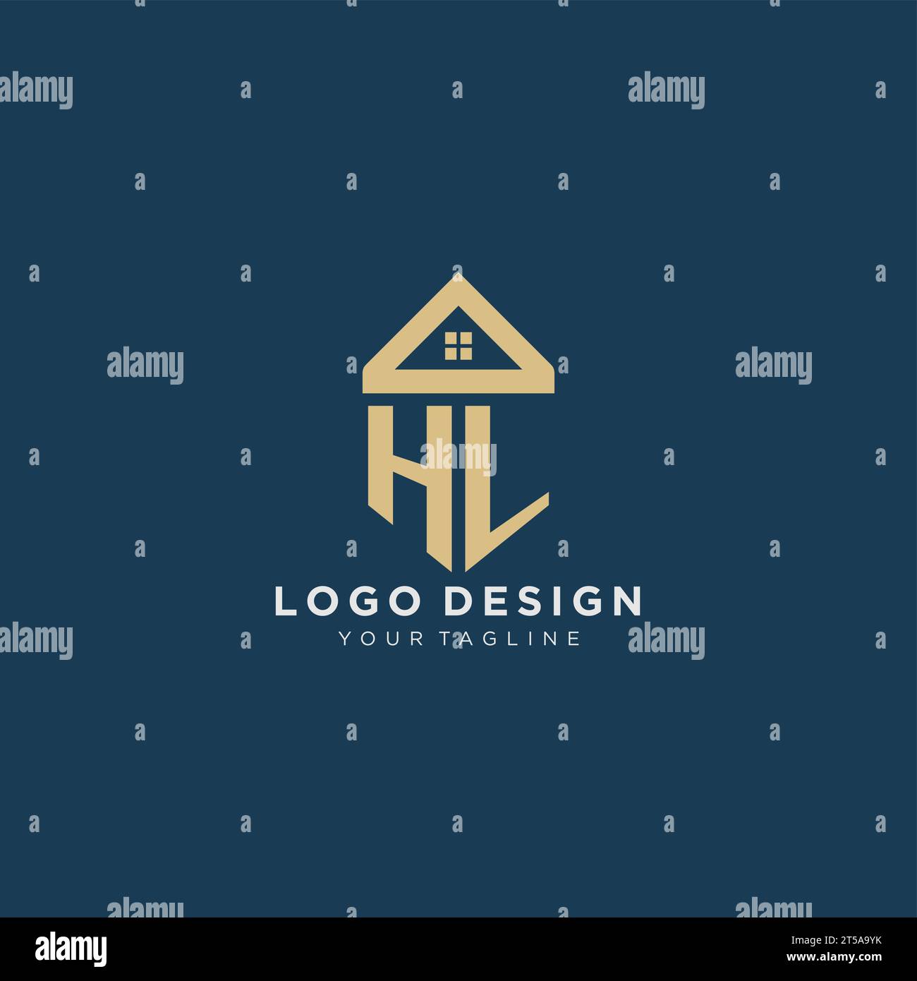 initial letter HL with simple house roof creative logo design for real estate company vector graphic Stock Vector