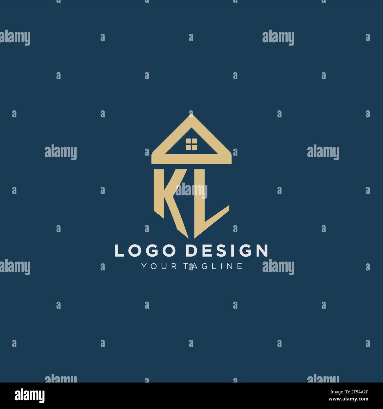 initial letter KL with simple house roof creative logo design for real estate company vector graphic Stock Vector