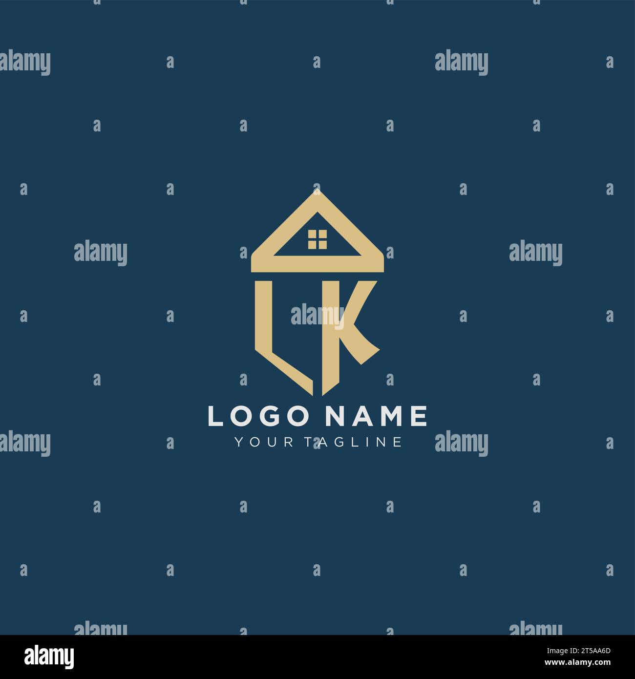 initial letter LK with simple house roof creative logo design for real ...
