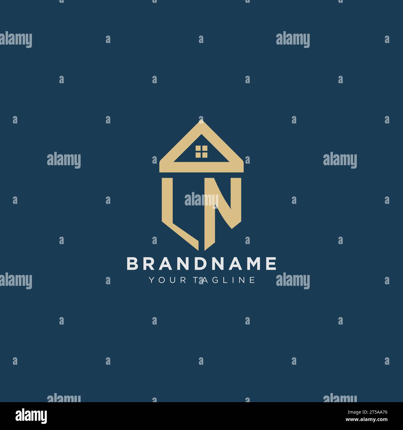initial letter LN with simple house roof creative logo design for real ...