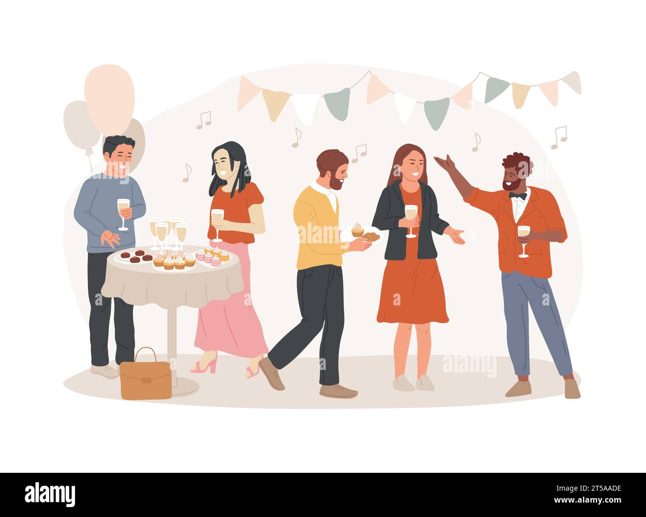 Corporate party isolated concept vector illustration. Colleagues get