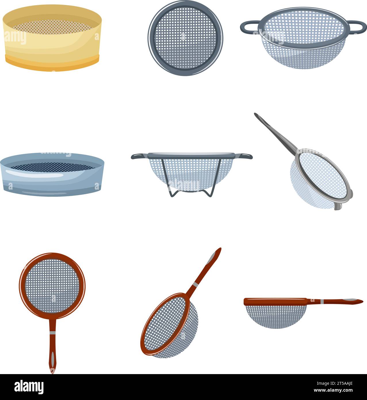 Sieve icons set cartoon vector. Sifter colander Stock Vector Image