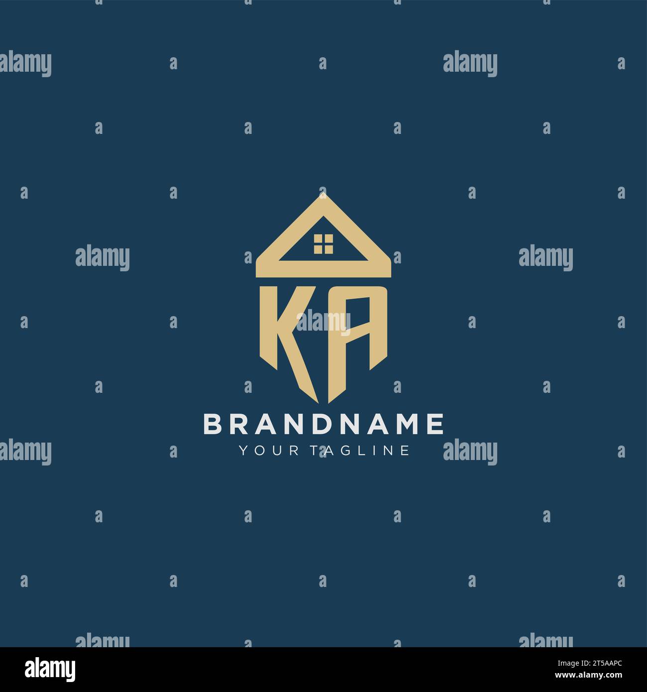 initial letter KA with simple house roof creative logo design for real estate company vector graphic Stock Vector