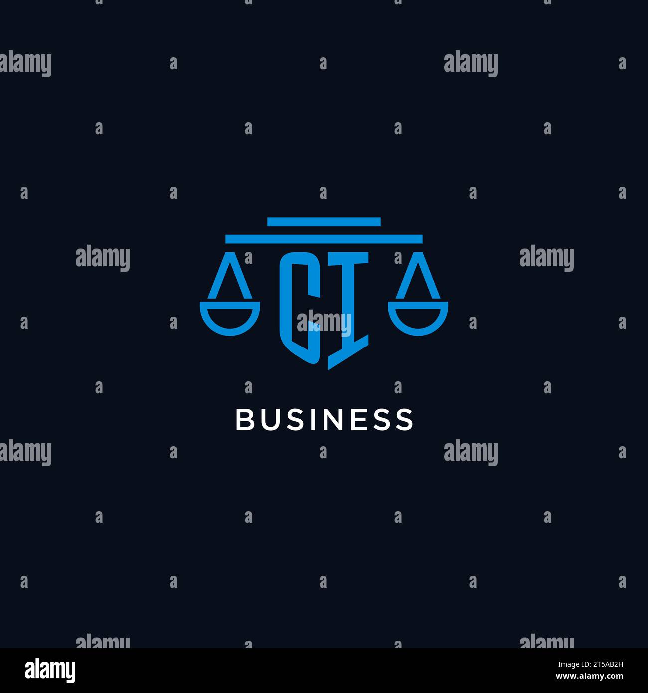 CI monogram initial logo with scales of justice icon design inspiration ...
