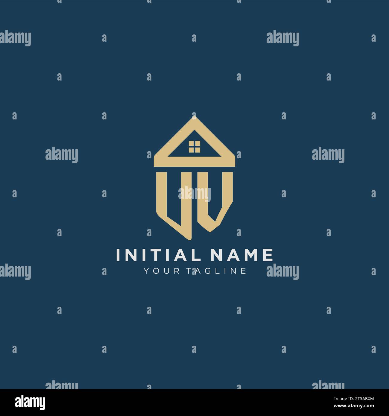 initial letter UV with simple house roof creative logo design for real ...