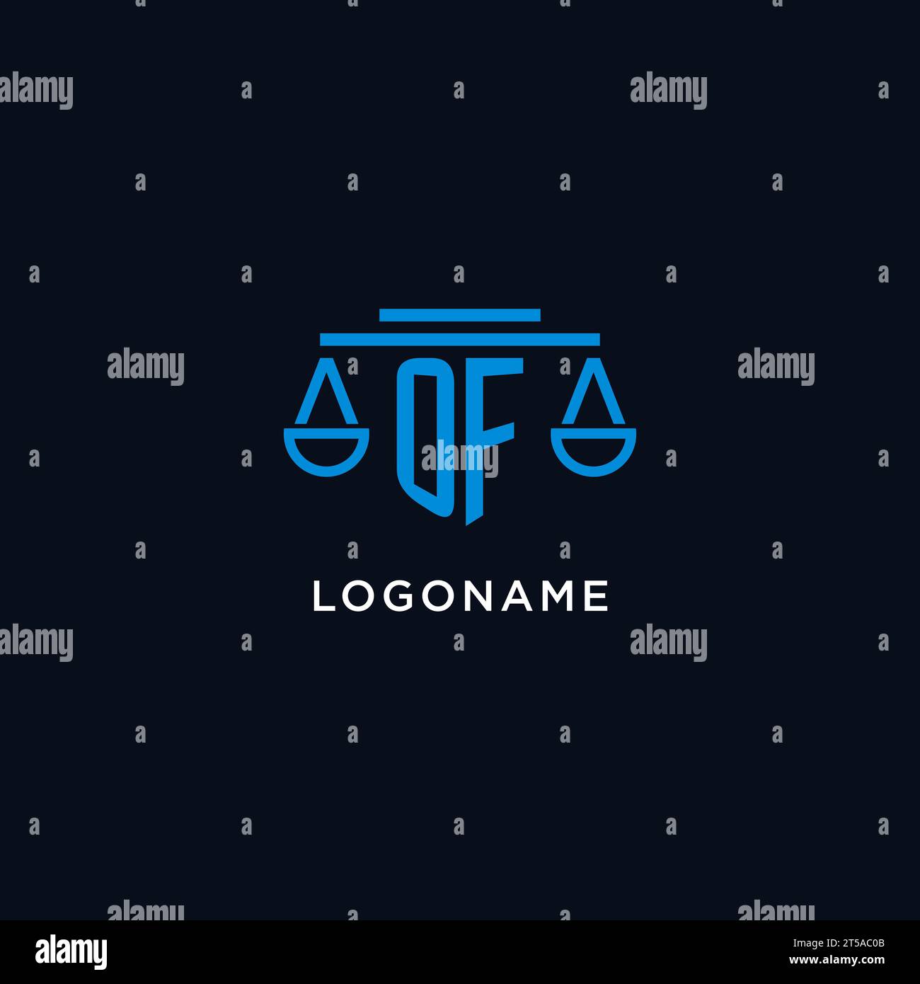 OF monogram initial logo with scales of justice icon design inspiration ...