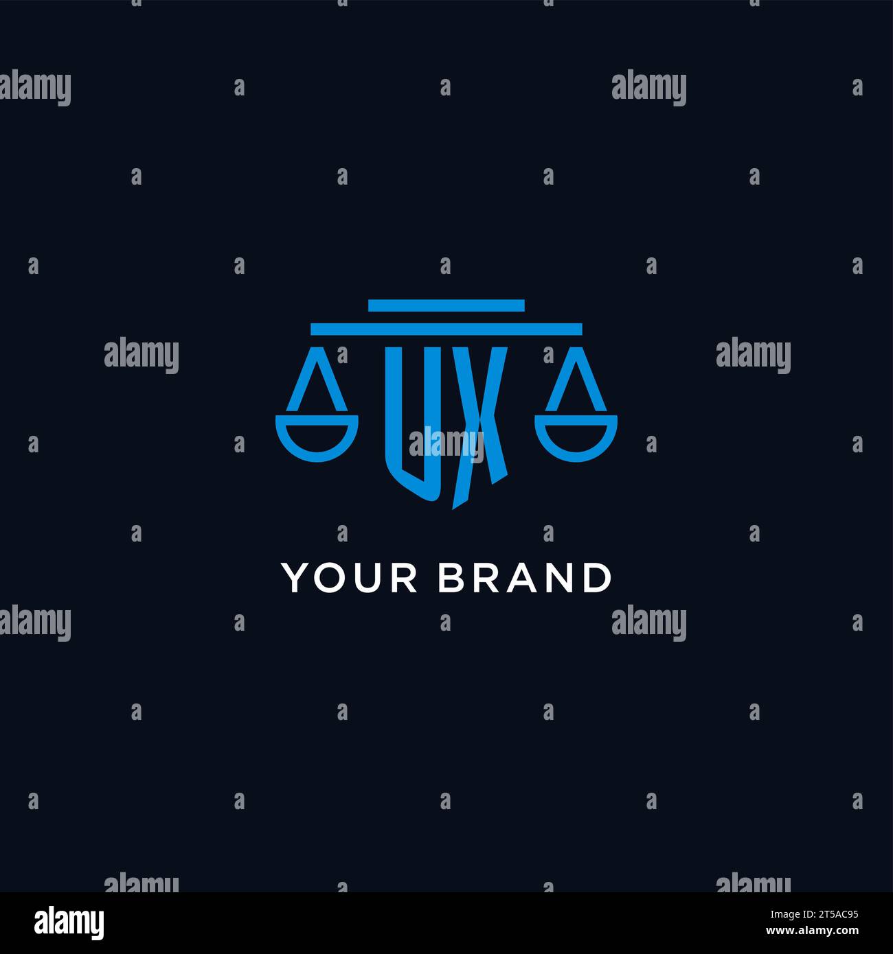 UX monogram initial logo with scales of justice icon design inspiration ...