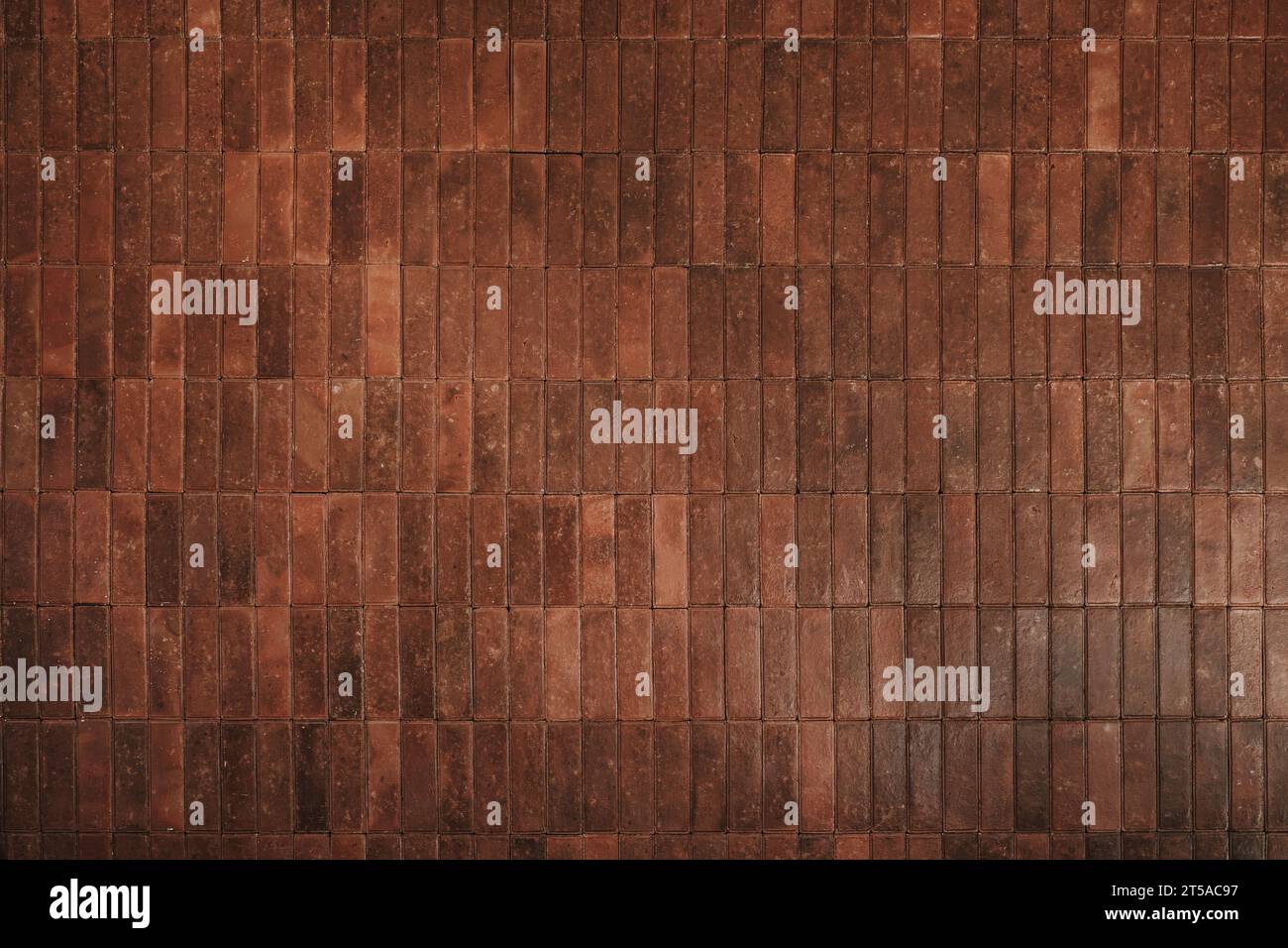 Modern, shiny, and luxury brown brick wall texture. Industrial interior design. Suitable for background. Stock Photo