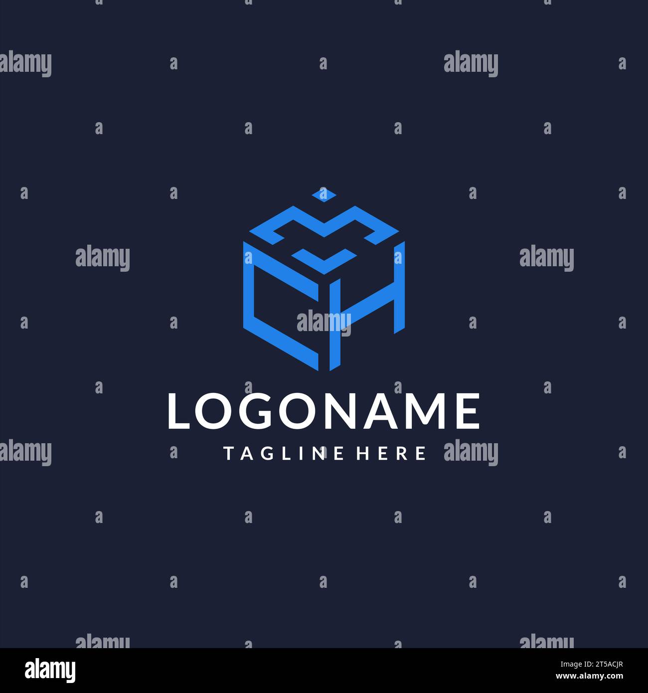 CH logo hexagon designs, best monogram initial logo with hexagonal shape design ideas inspiration Stock Vector