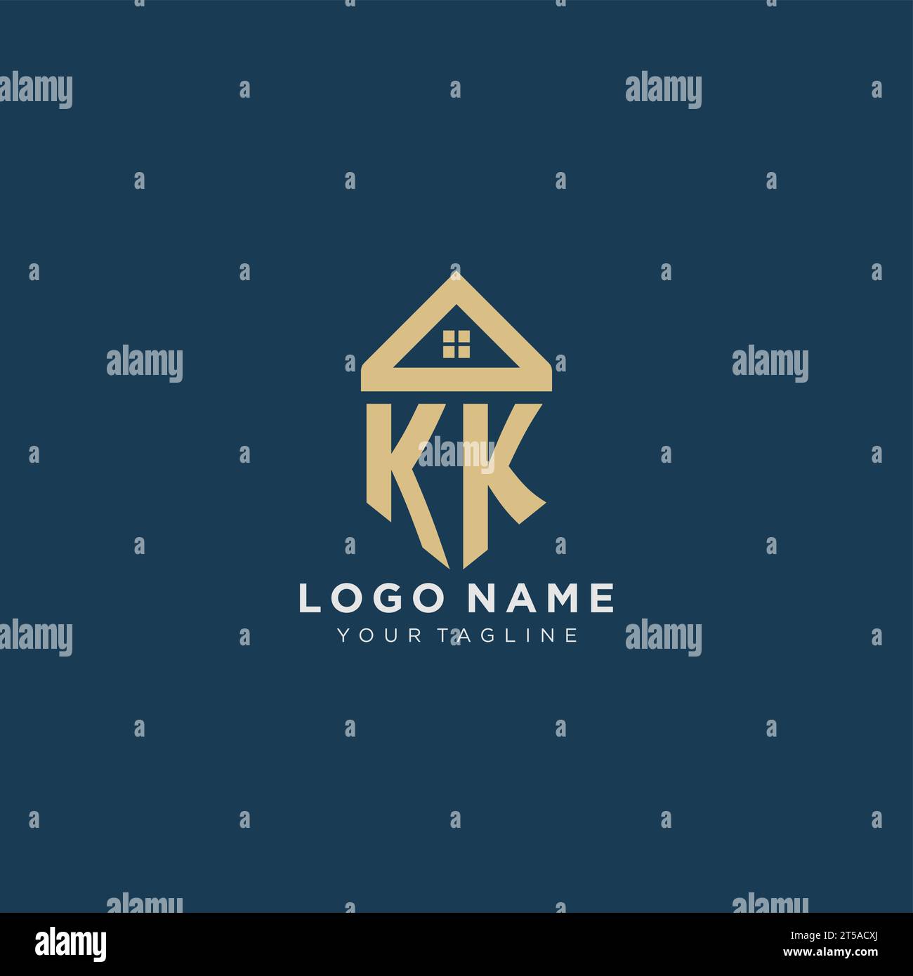 initial letter KK with simple house roof creative logo design for real