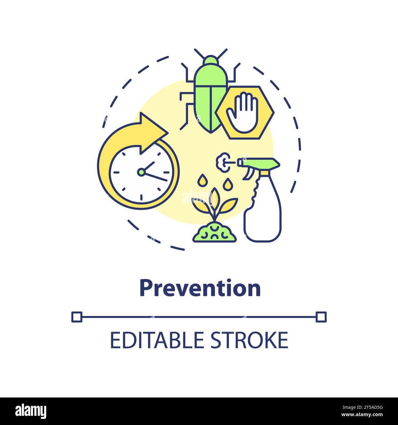 2D simple thin line icon prevention concept Stock Vector