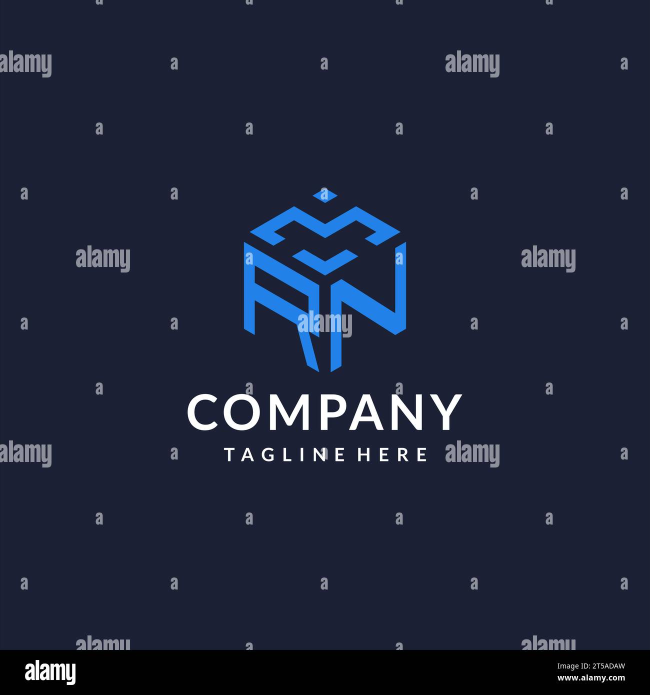 RN logo hexagon designs, best monogram initial logo with hexagonal shape design ideas inspiration Stock Vector