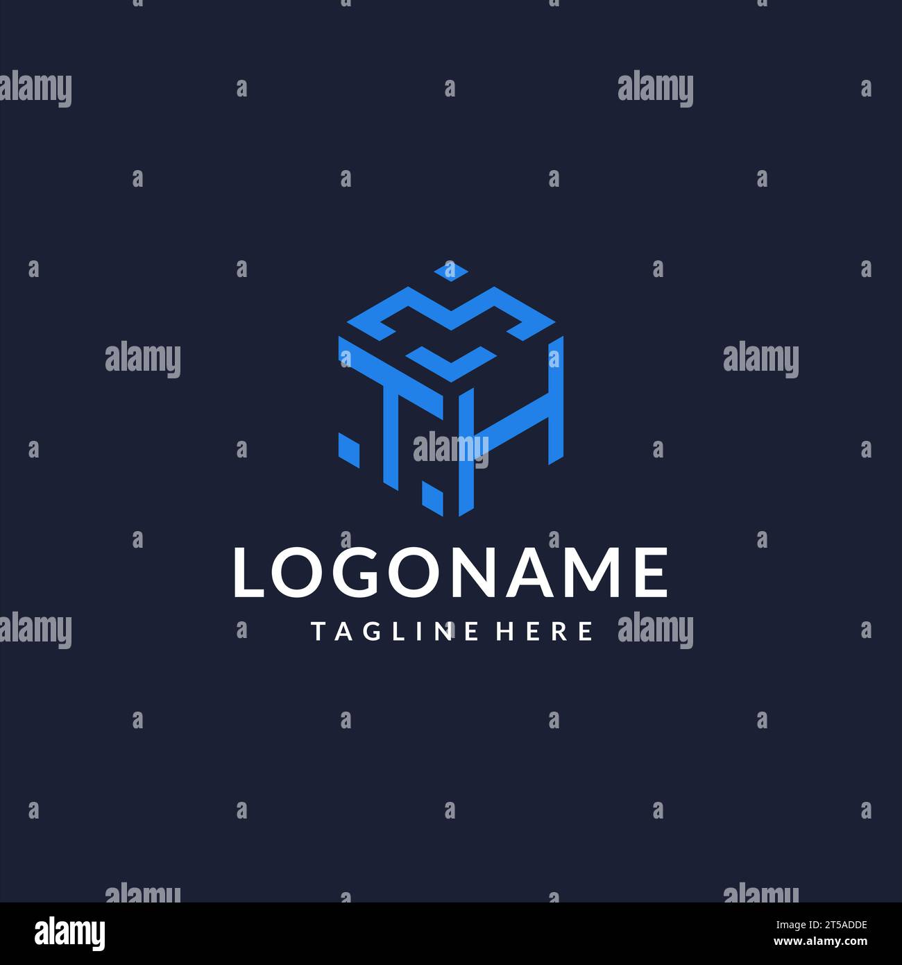 TH logo hexagon designs, best monogram initial logo with hexagonal shape design ideas inspiration Stock Vector