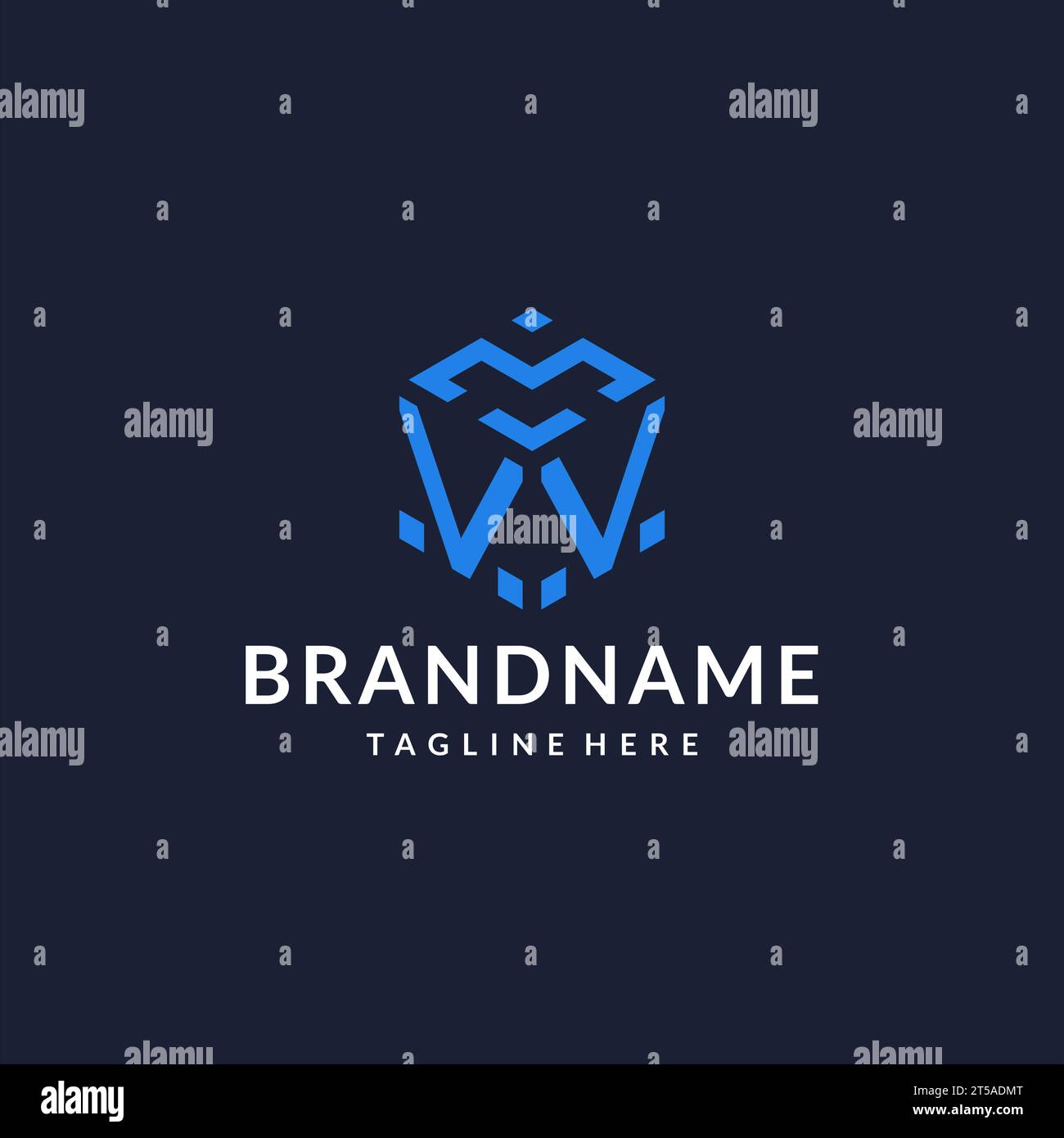 VV logo hexagon designs, best monogram initial logo with hexagonal shape design ideas inspiration Stock Vector
