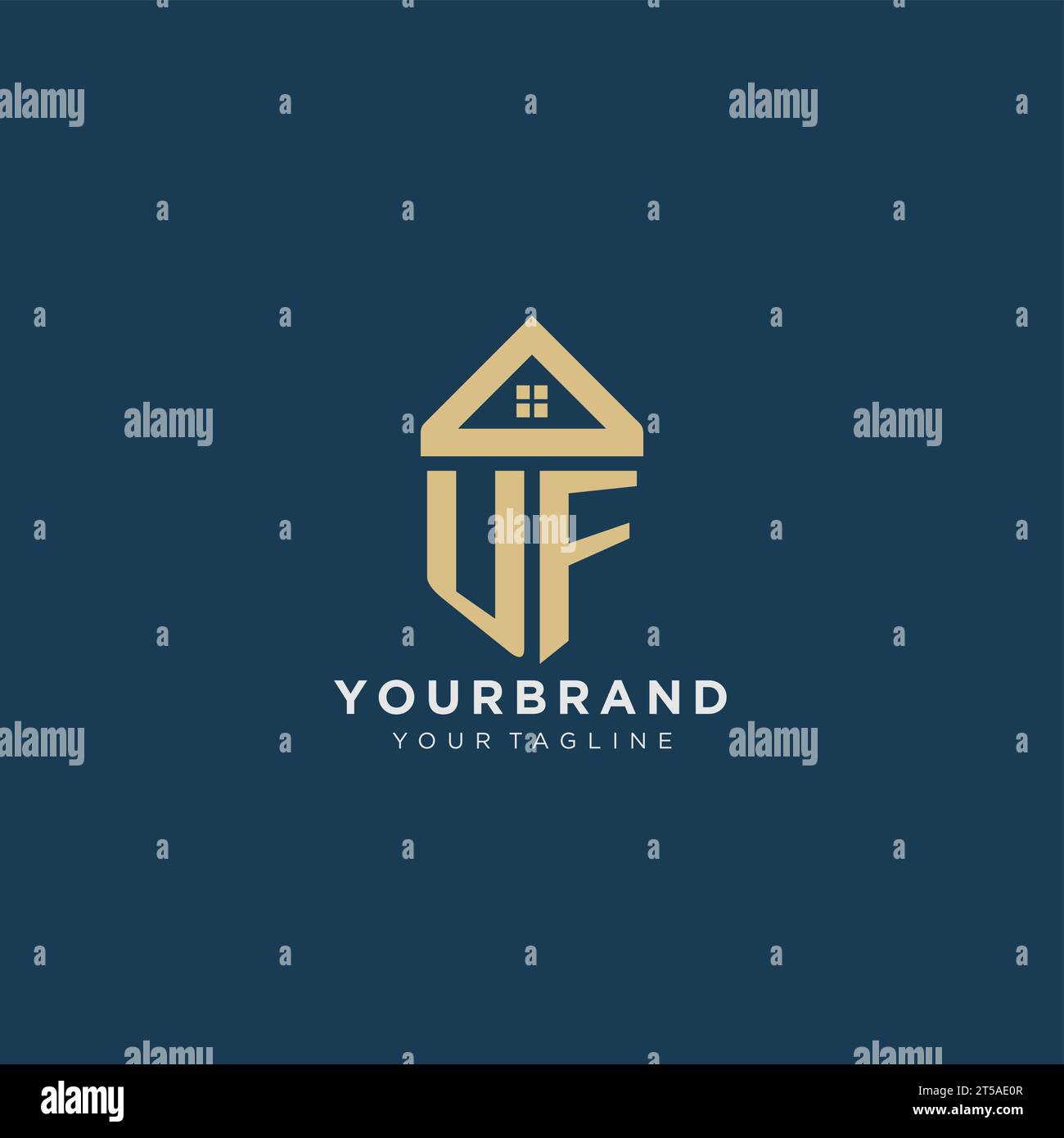 initial letter UF with simple house roof creative logo design for real ...