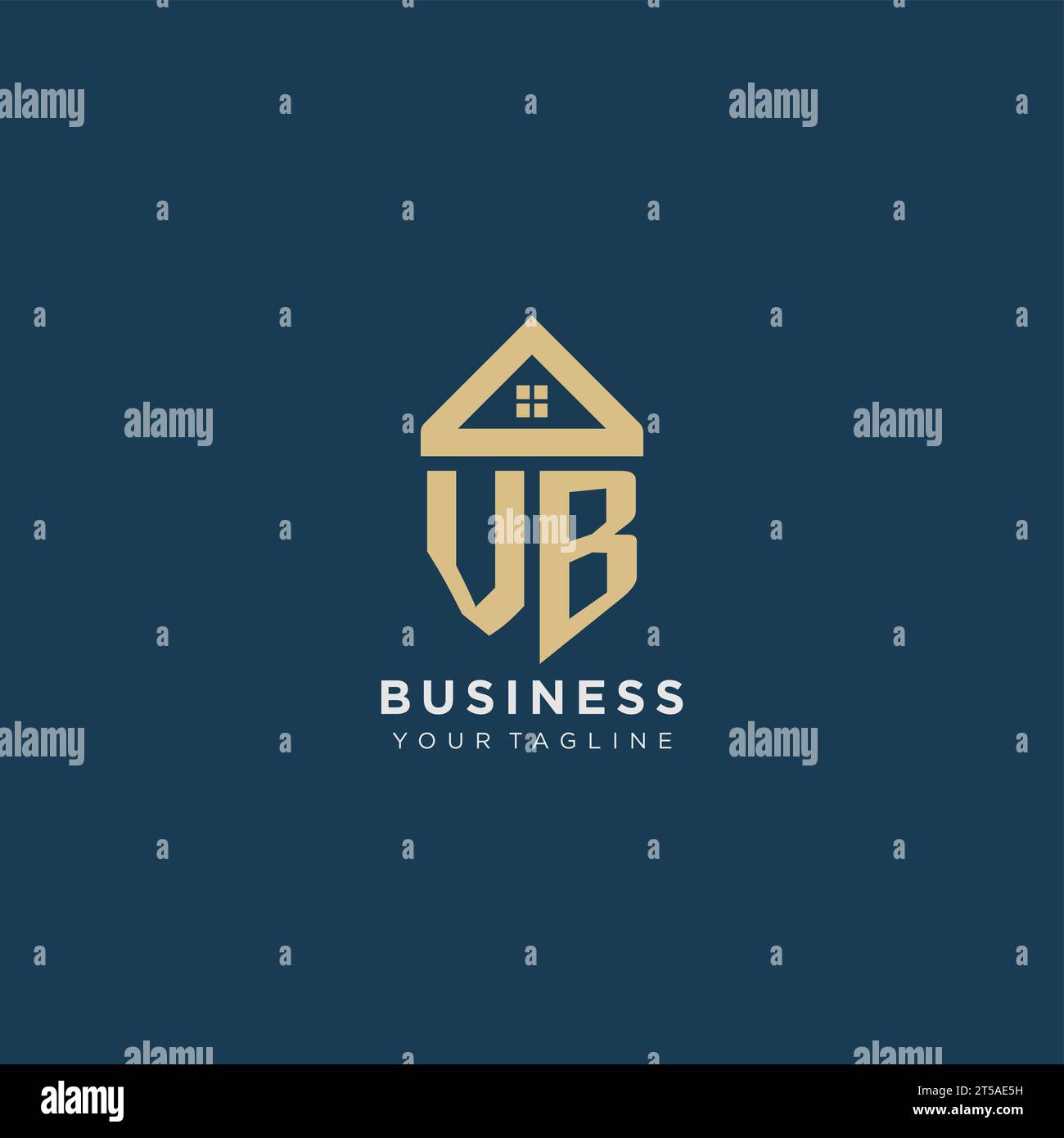 initial letter VB with simple house roof creative logo design for real ...