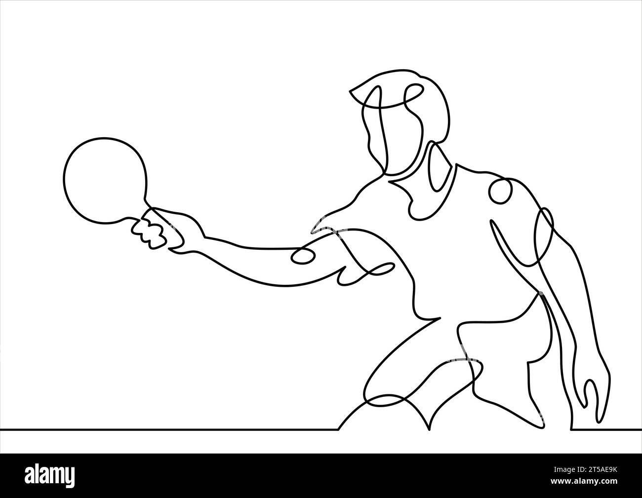 Ping pong player- continuous line drawing Stock Vector