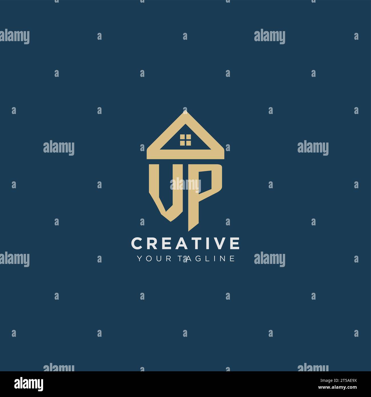 initial letter VP with simple house roof creative logo design for real