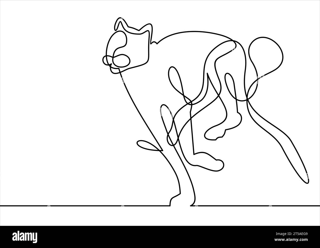 Running line leopard- continuous line drawing Stock Vector