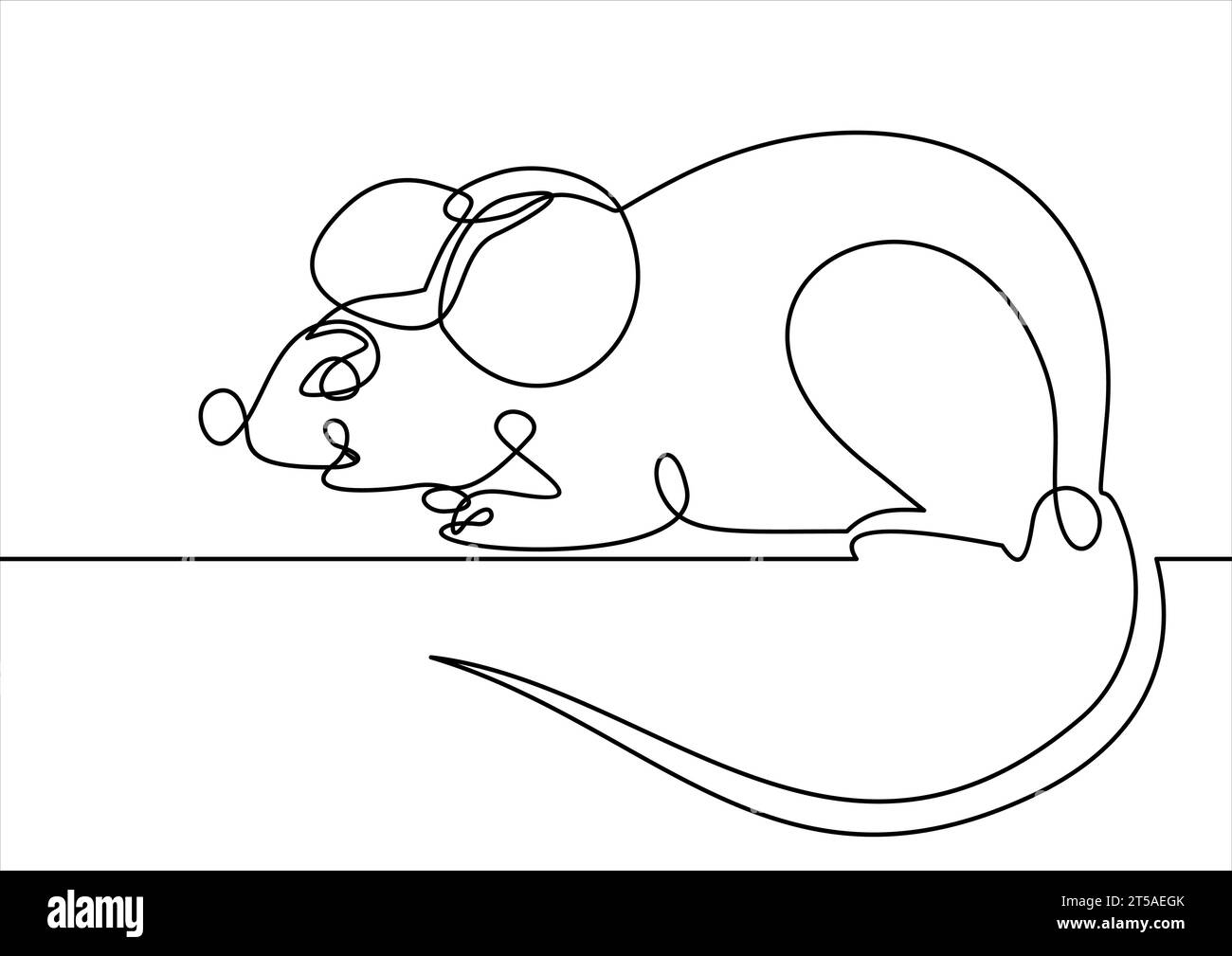 Rat continuous line. Stock Vector