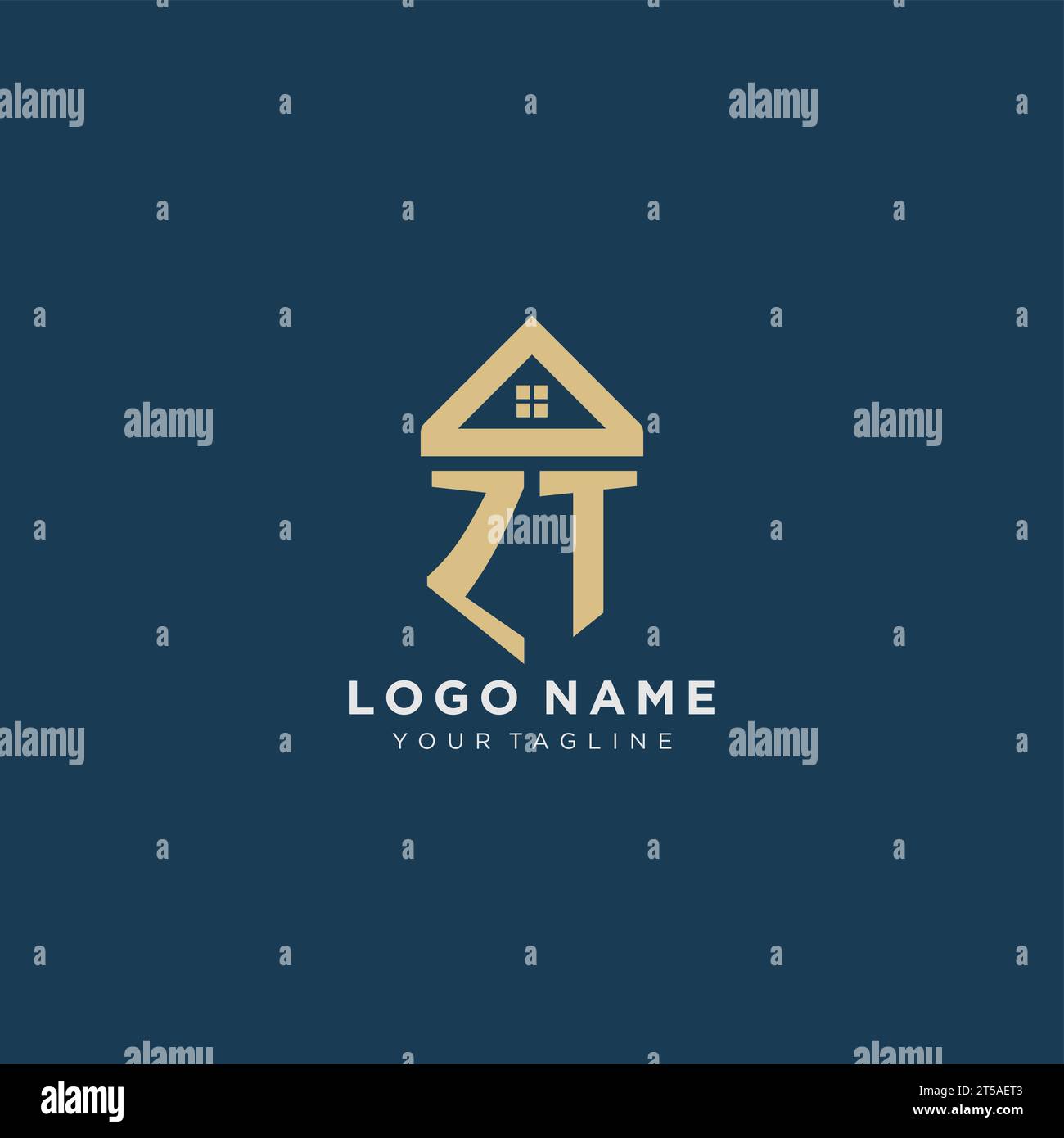 initial letter ZT with simple house roof creative logo design for real ...