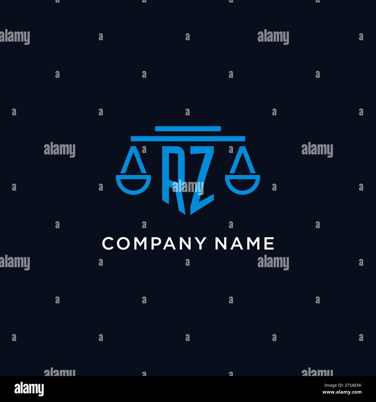 RZ monogram initial logo with scales of justice icon design inspiration ...