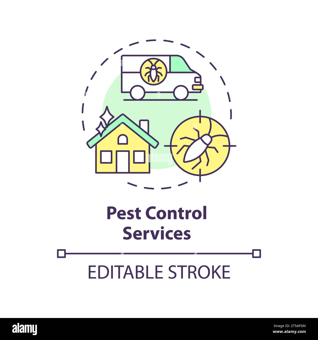 2D simple thin line icon pest control services concept Stock Vector