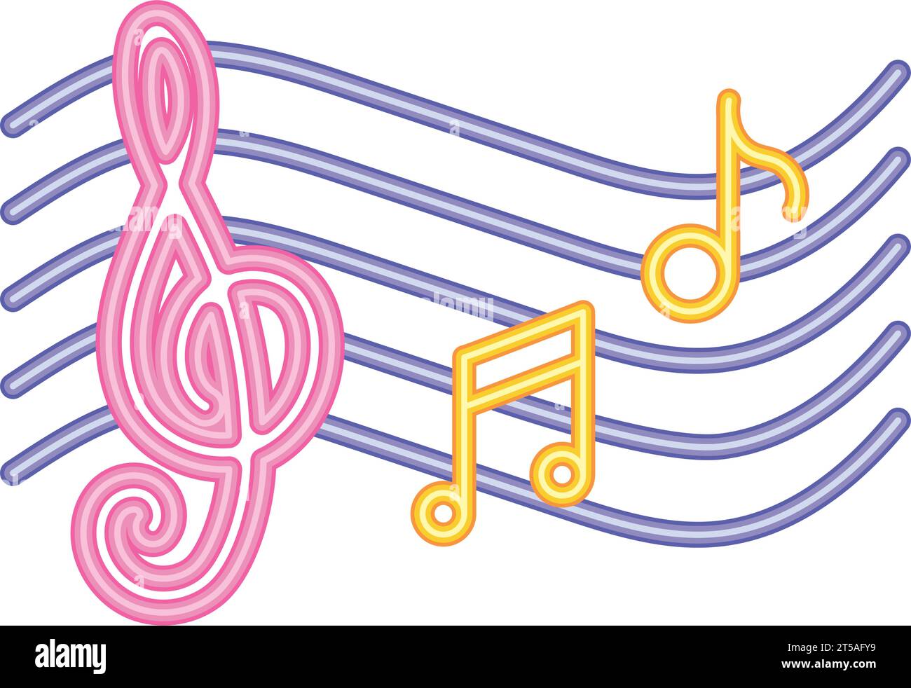 neon music stave Stock Vector