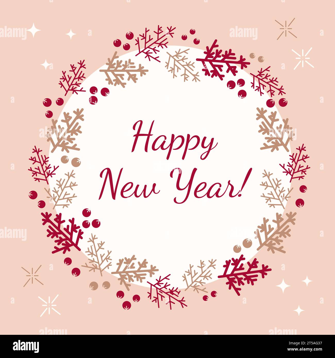 Happy New Year card with a traditional wreath Stock Vector Image & Art ...